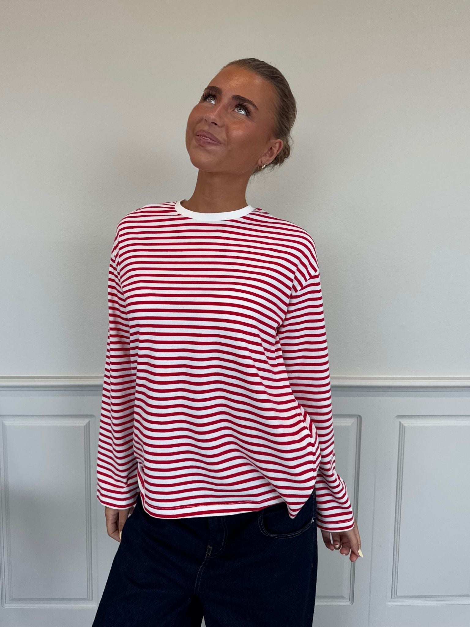 SADIE STRIPE TEE LS - CLOUD DANCER / LOLLIPOP
