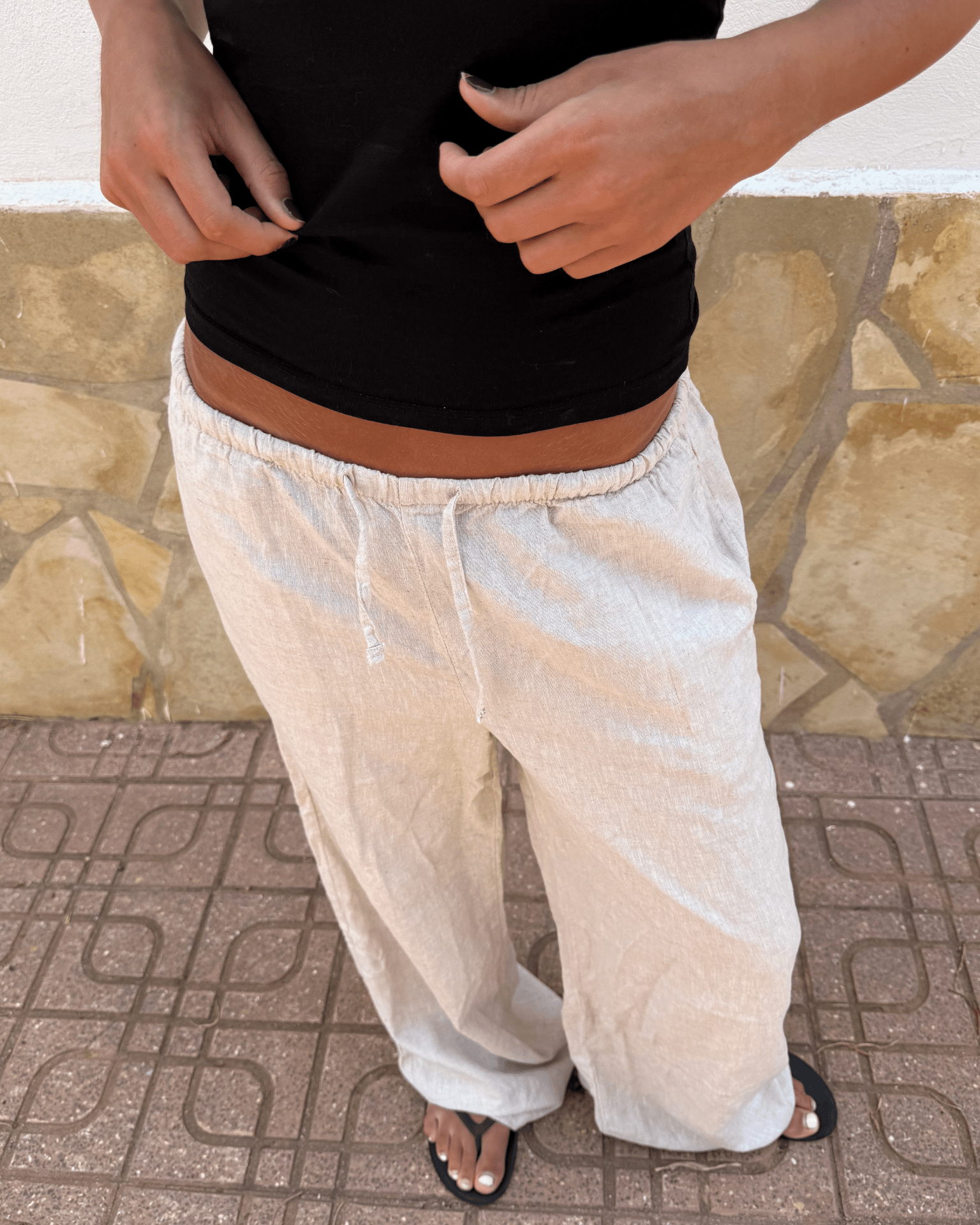 FLORA LINEN TROUSERS - SAND