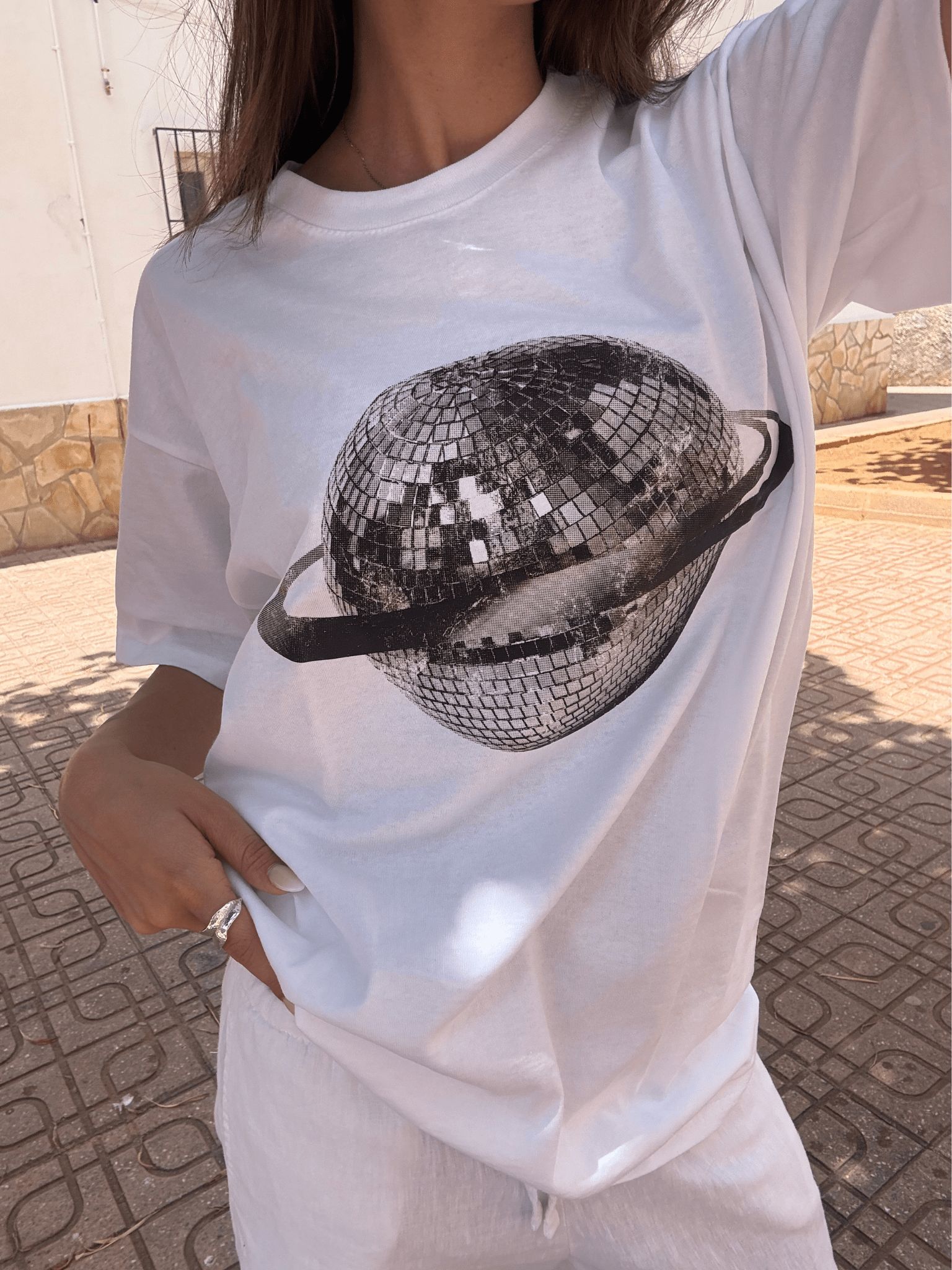 PLANET DISCO (black) UNISEX T-SHIRT - WHITE