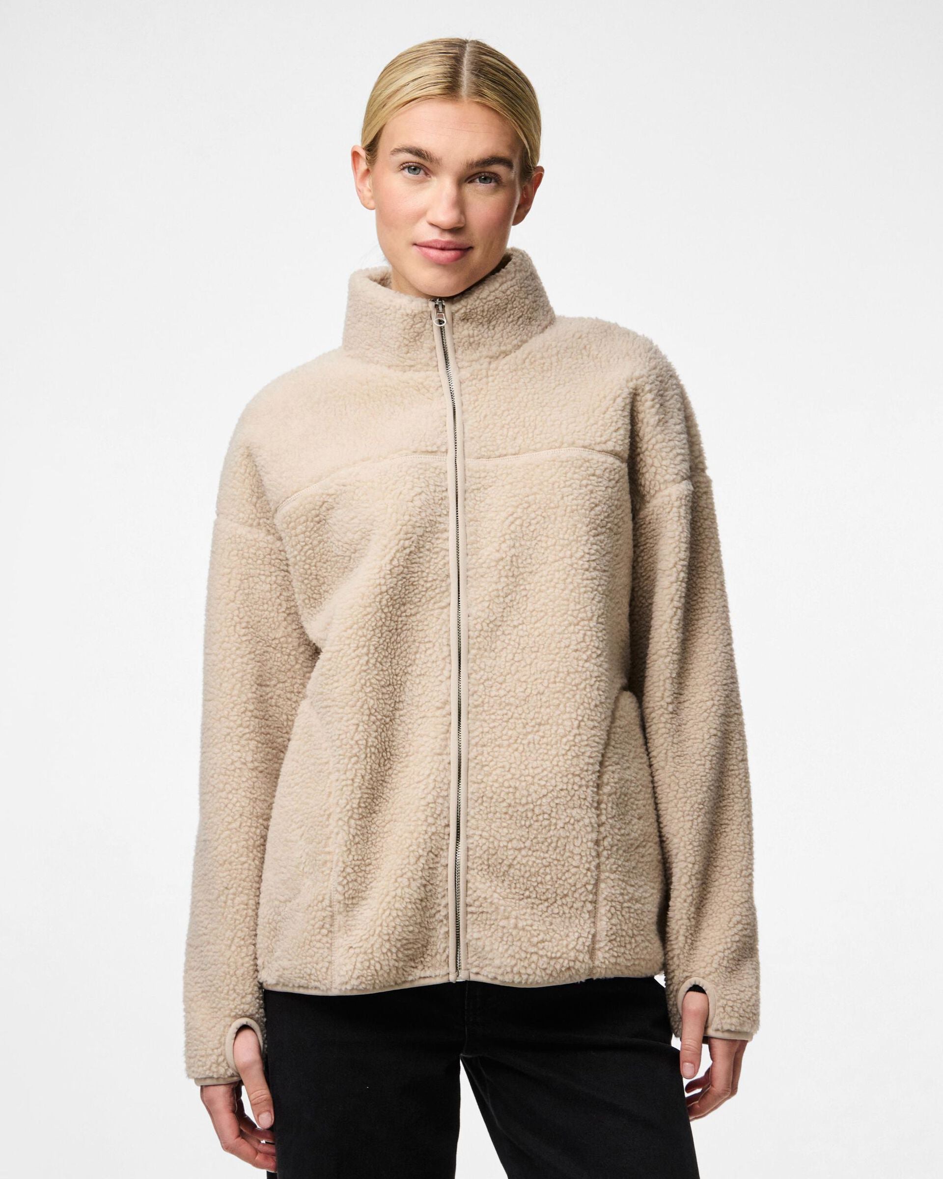 SADIA TEDDY JACKET - SILVER GRAY