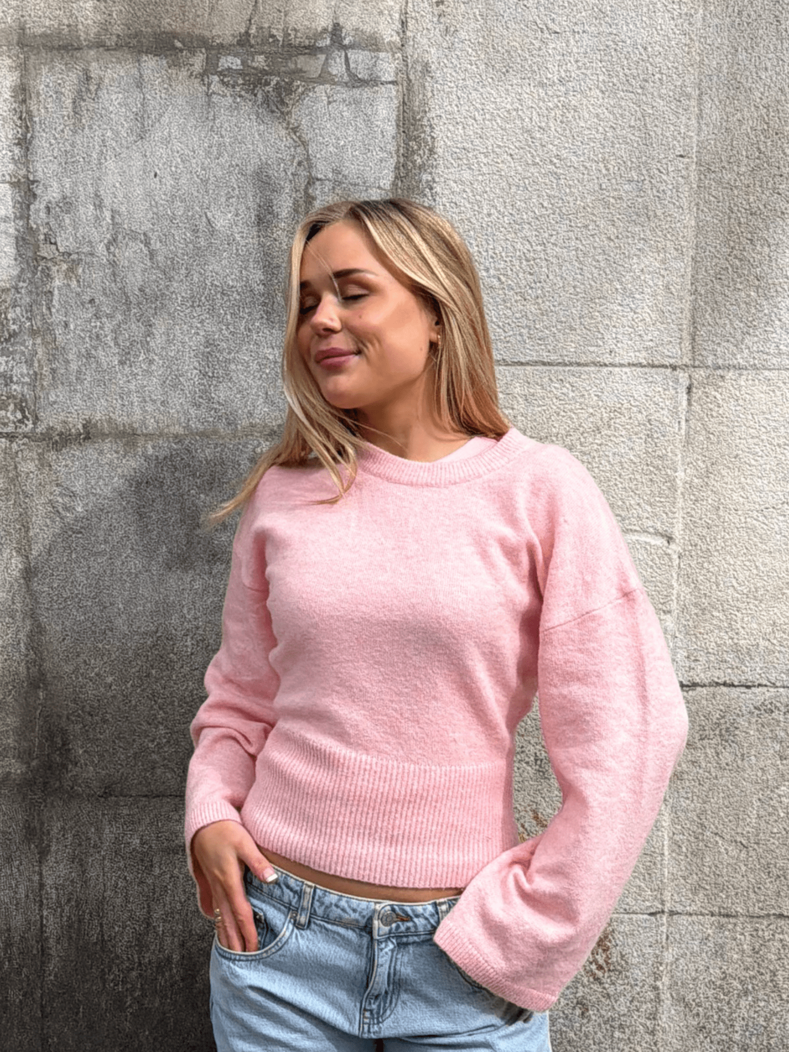 ELLEN ANGEL SLEEVE KNIT - LT PINK