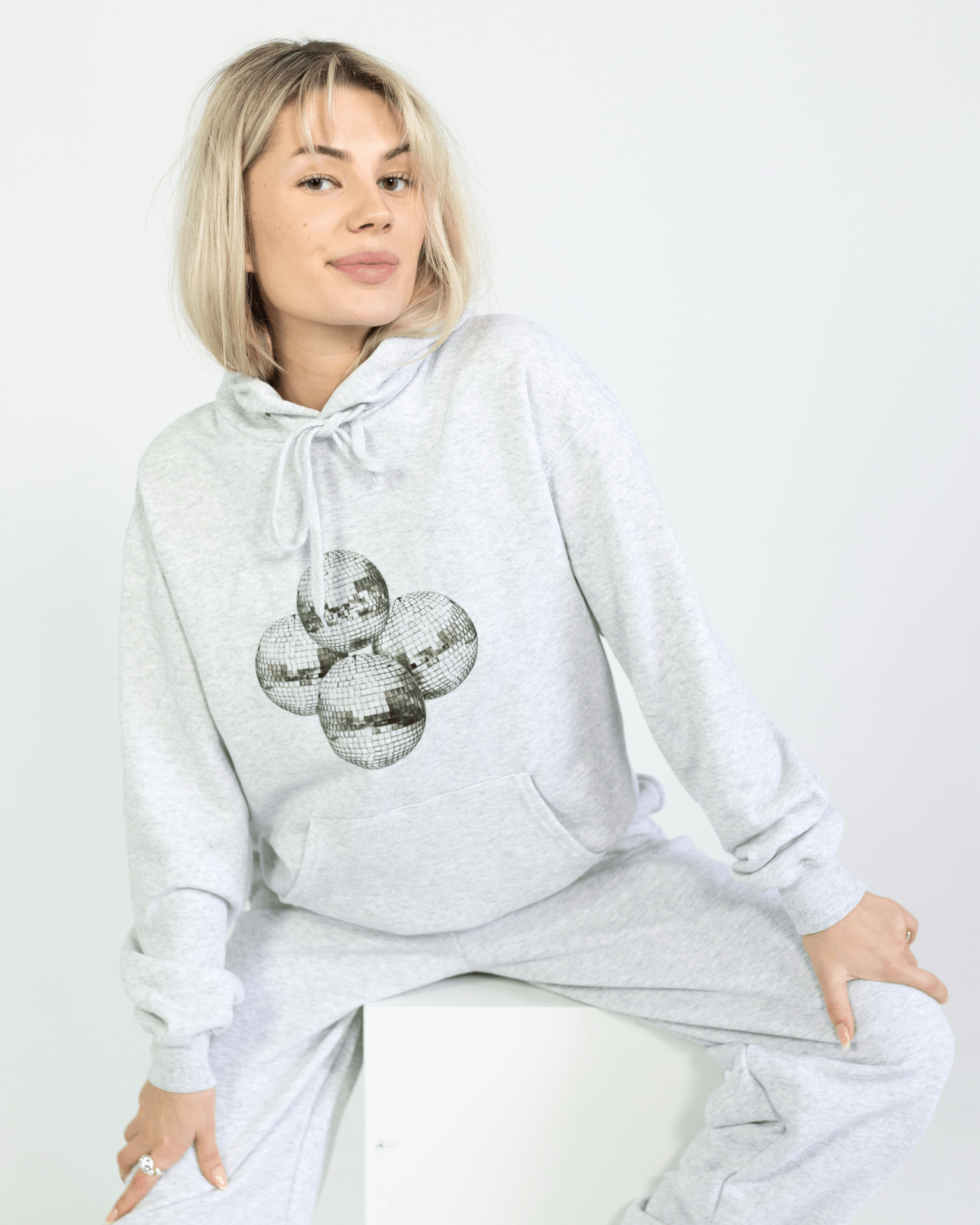 DISCO BALL (black) HOODIE - GRAY