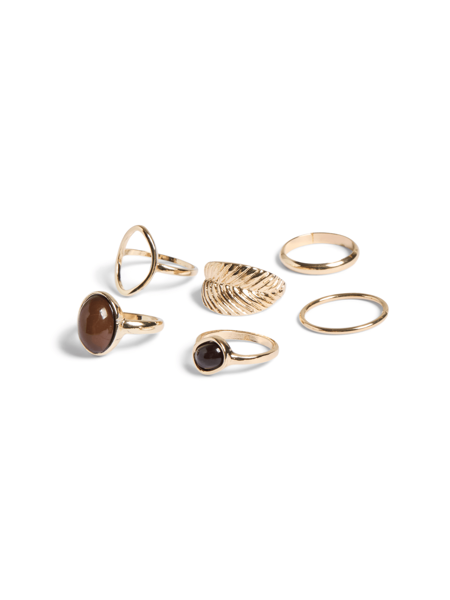 KIKI RING-SÆT (6-Pack) - GOLD/BROWN