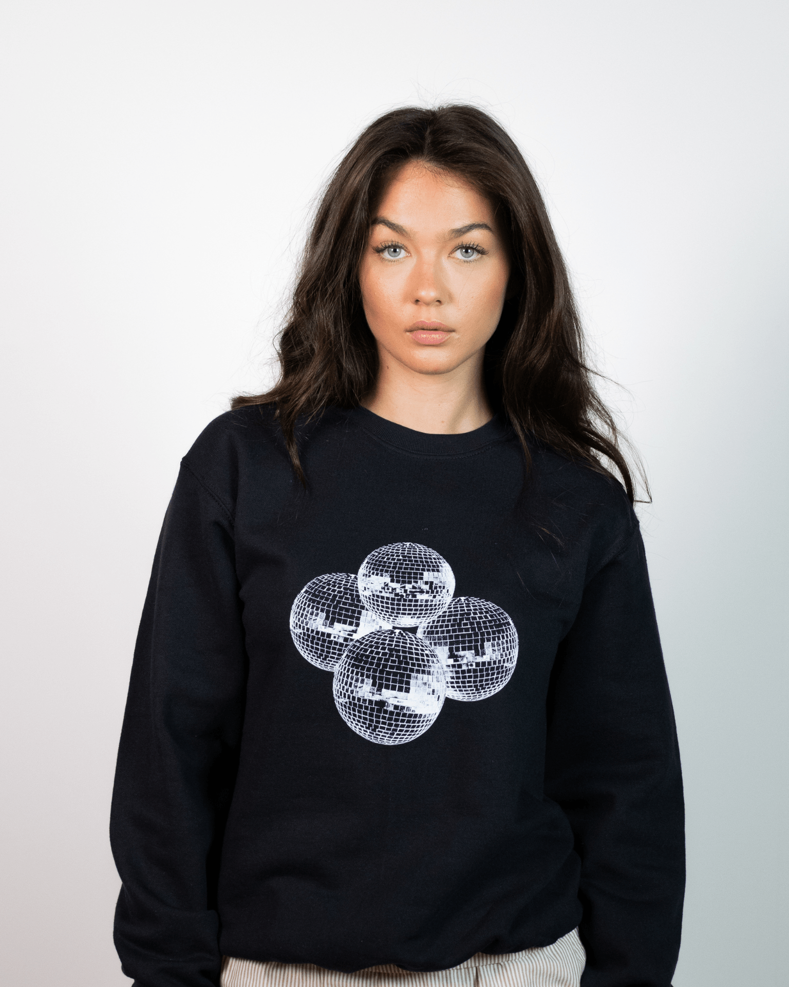 DISCO BALL (white) SWEATSHIRT - BLACK