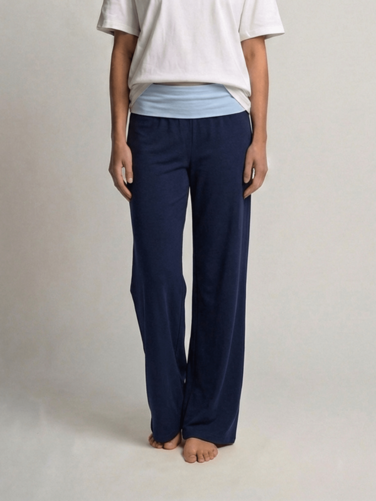 SASHA PANT - NAVY/LIGHT BLUE - fra Dinvintageshop