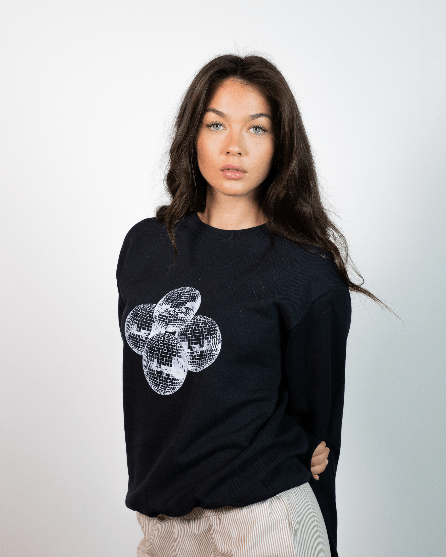 DISCO BALL (white) SWEATSHIRT - BLACK