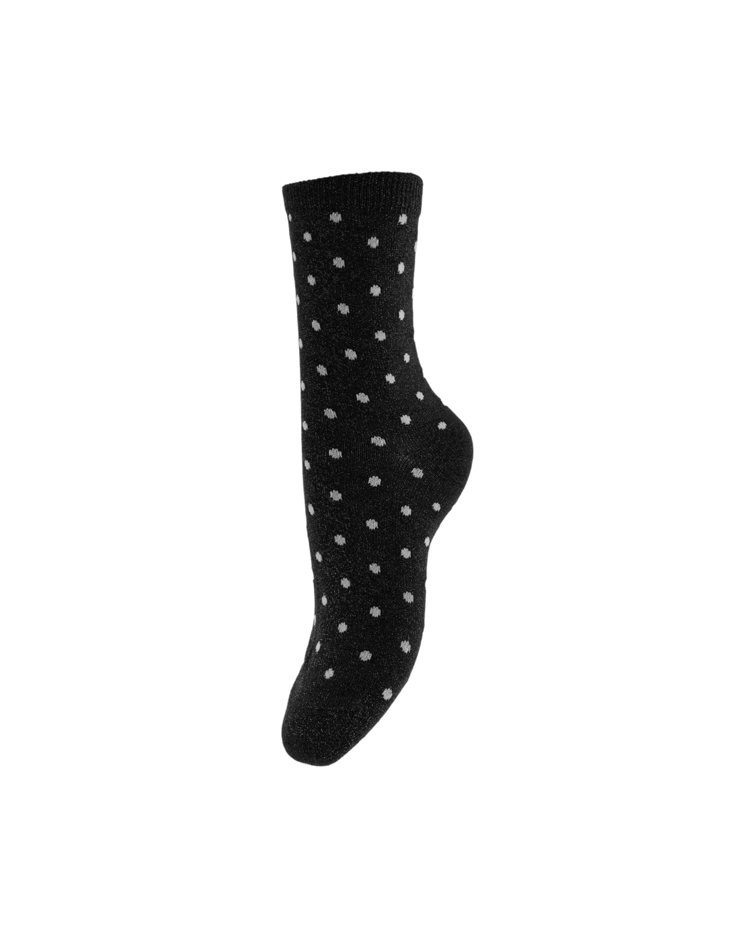 SEBBY GLITTER SOCKS - BLACK / SILVER DOTS