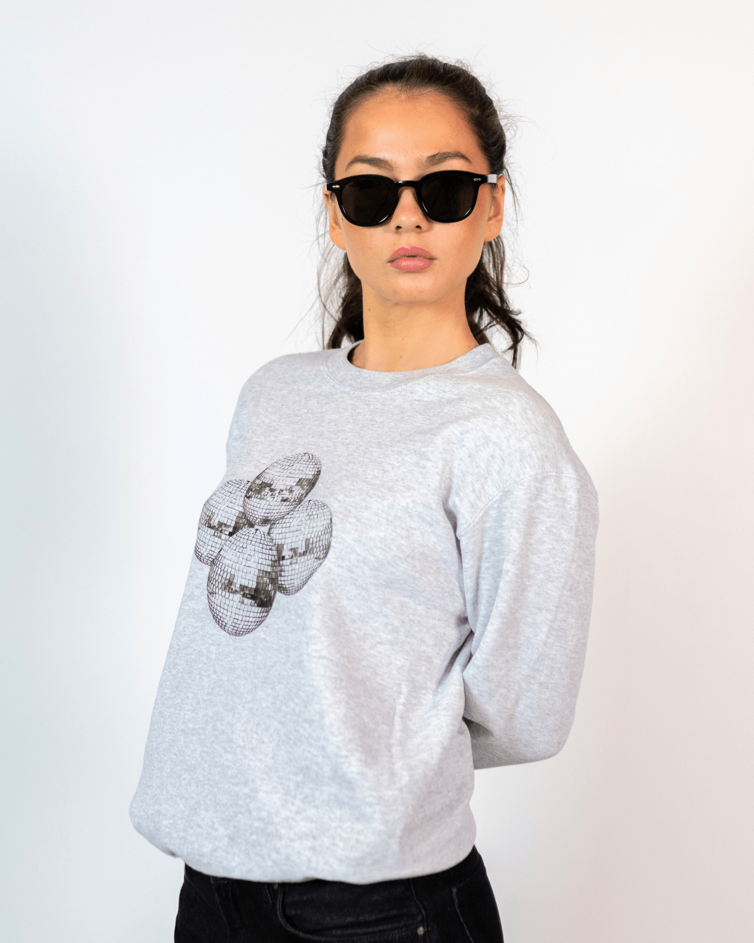 DISCO BALL (black) SWEATSHIRT - GRAY