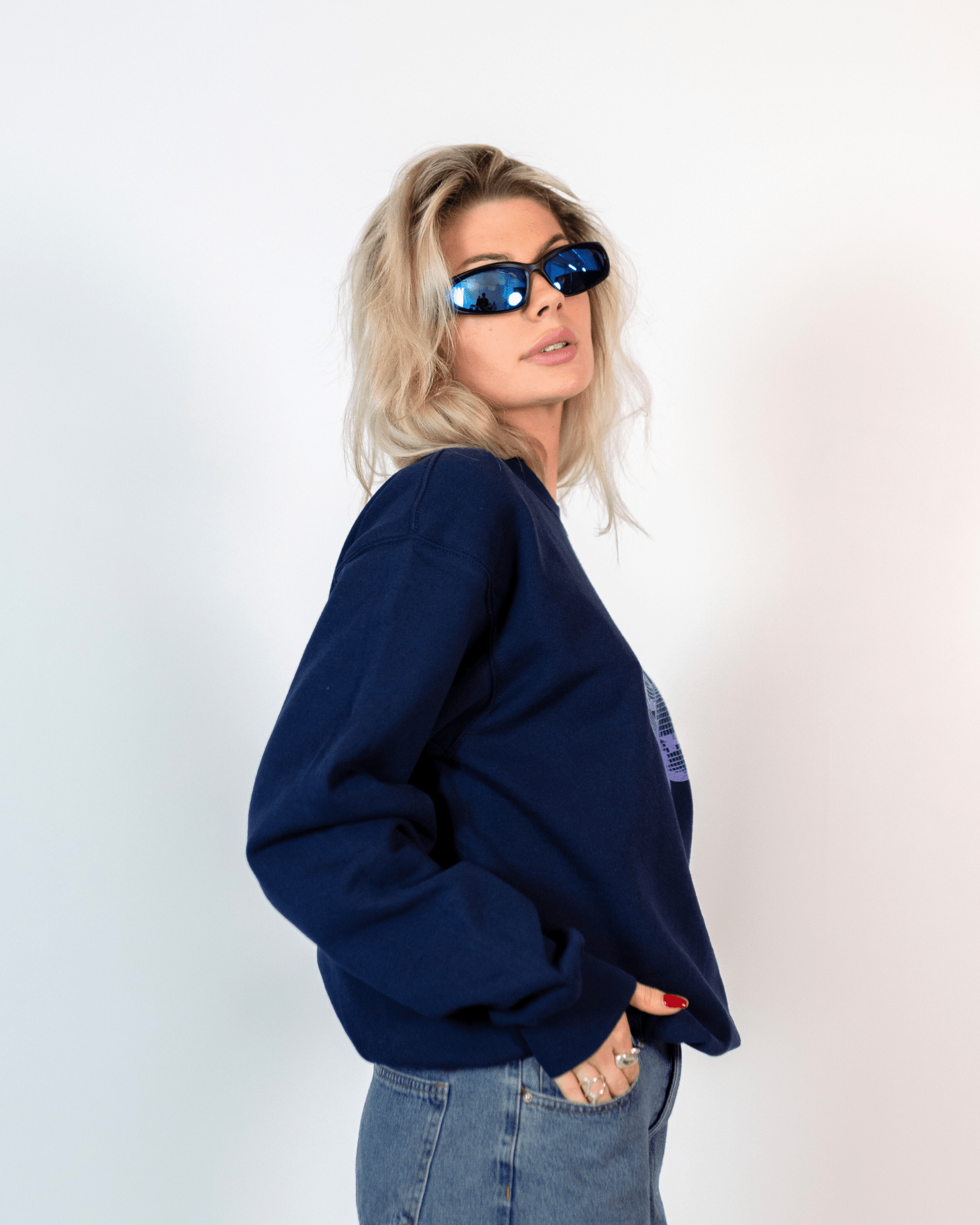 DISCO BALL (violet) SWEATSHIRT - NAVY