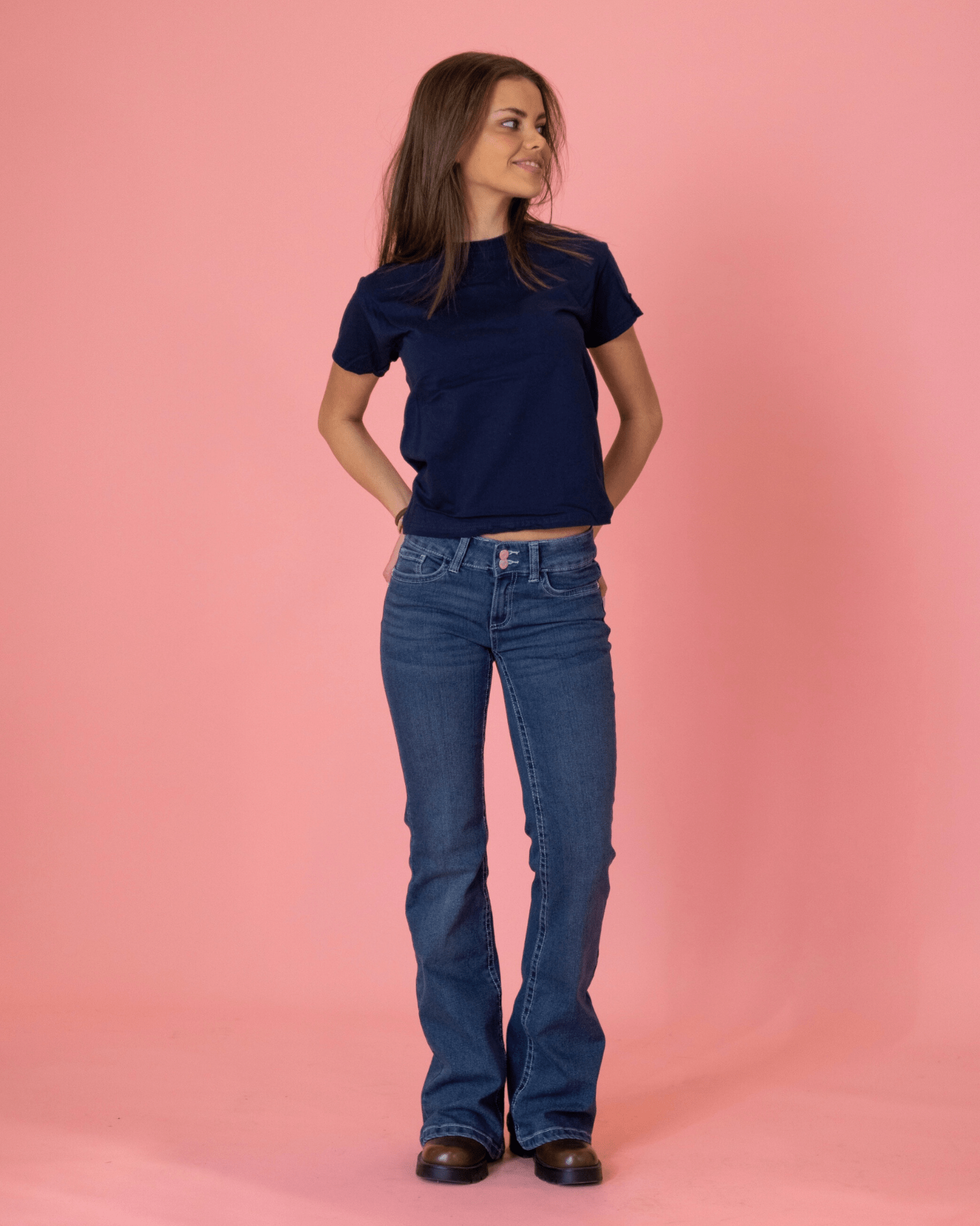 ERIKA LOW BOOTCUT JEANS - MID BLUE