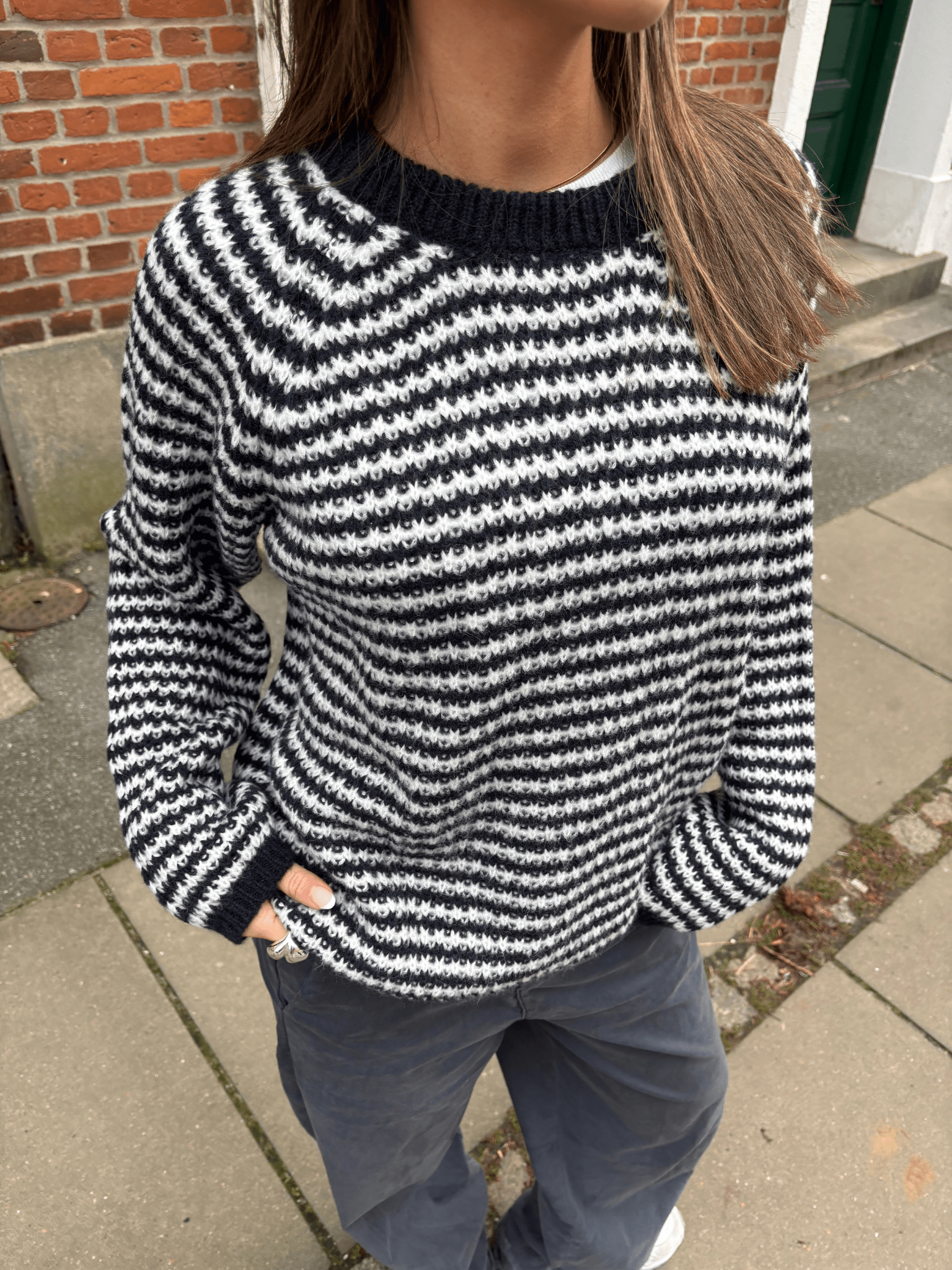SIGRID STRIPE KNIT - NAVY/WHITE