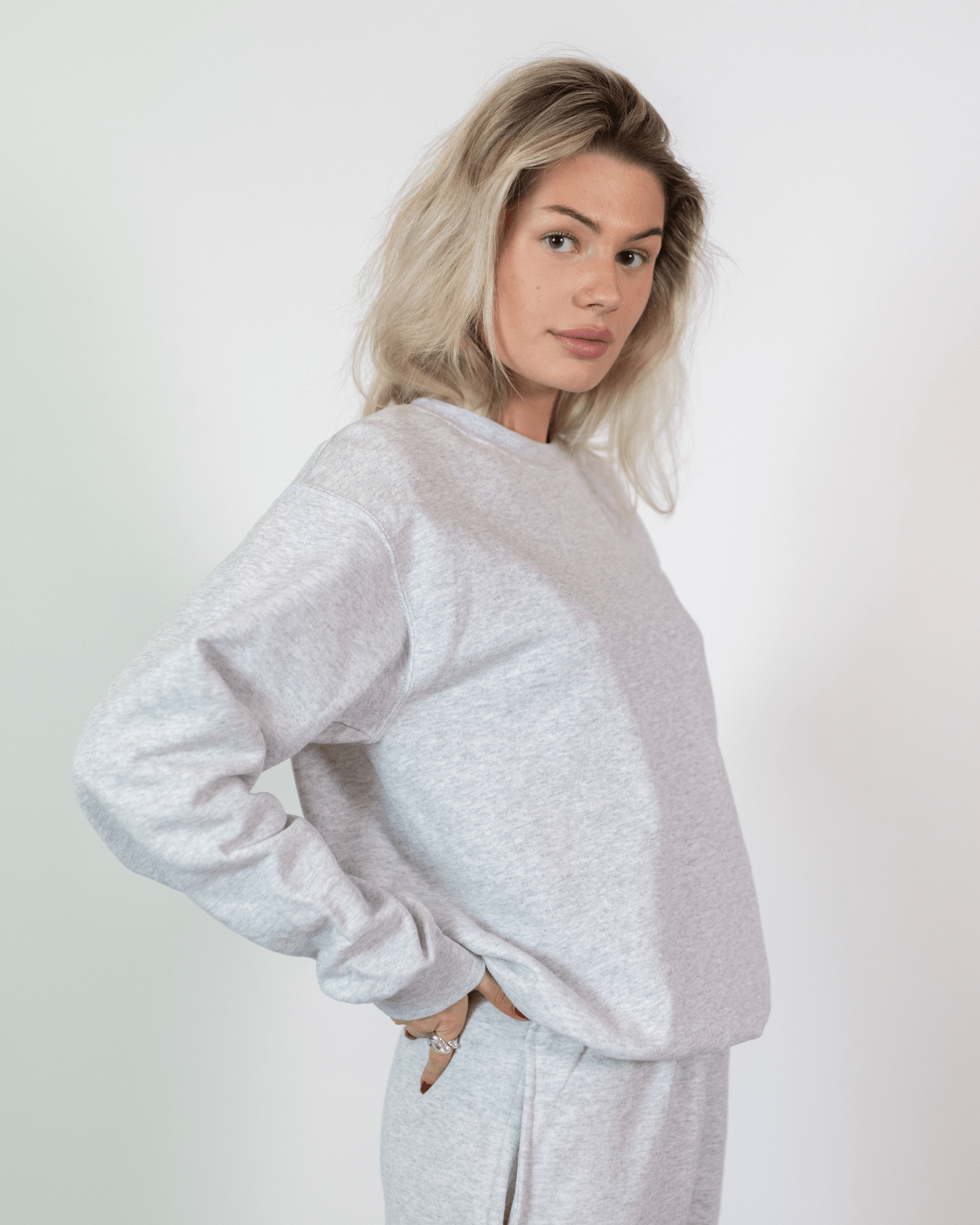 Grå Fruit sweatshirt i bomuld og polyester med normal pasform på model