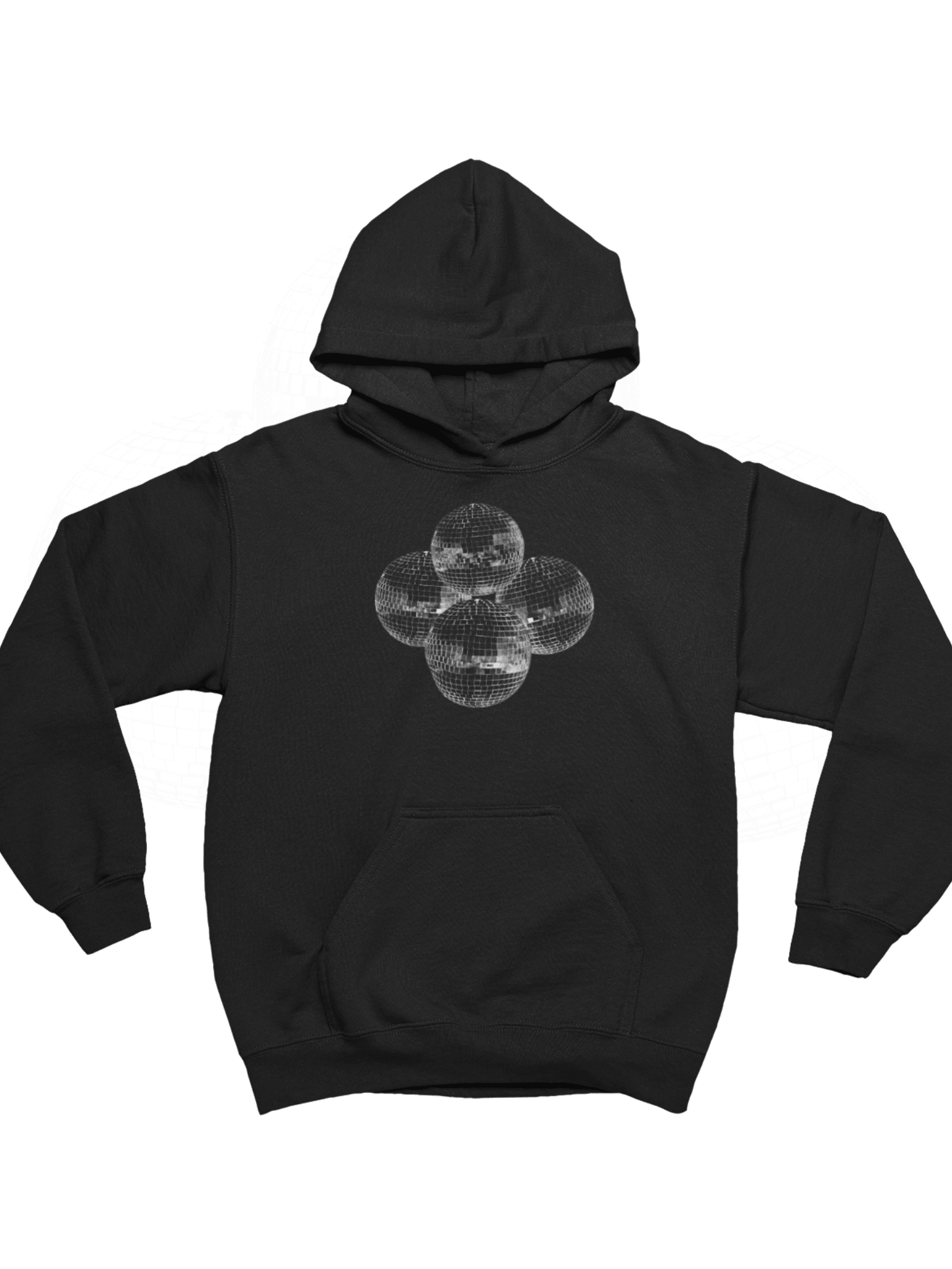 DISCO BALL (white) HOODIE - BLACK