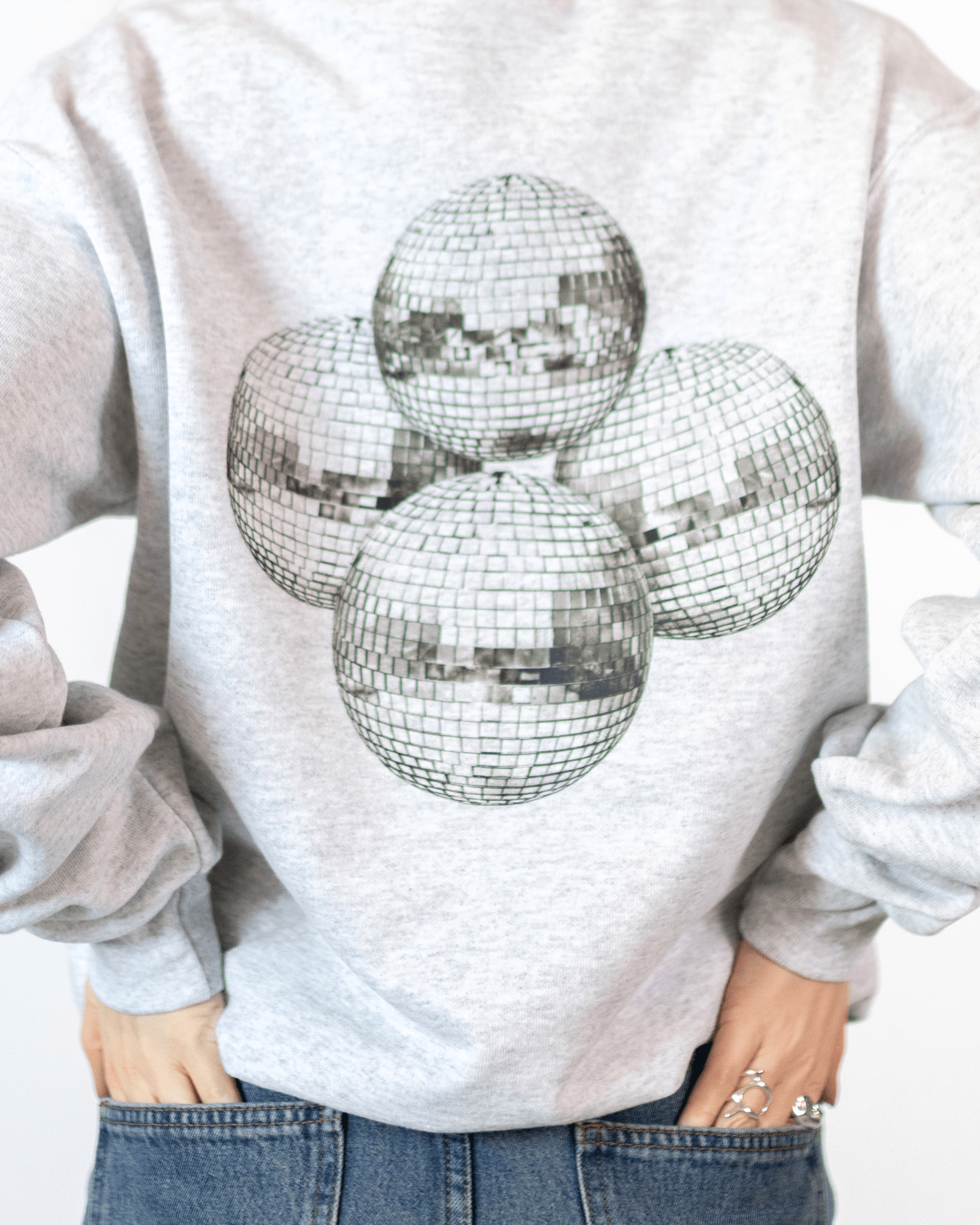 MEGA DISCO BALL (black) SWEATSHIRT (back print) - GRAY