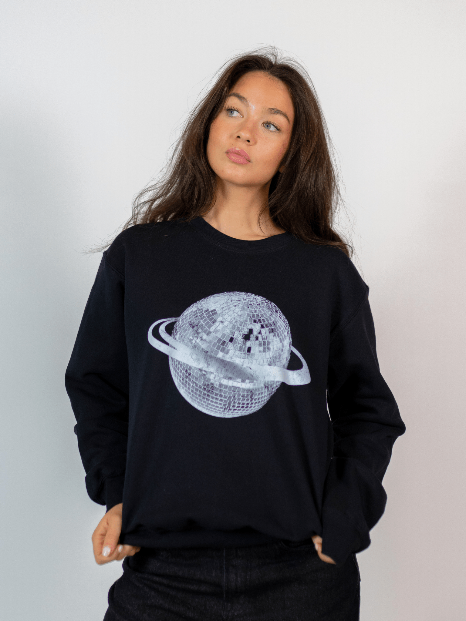 PLANET DISCO (white) SWEATSHIRT - BLACK
