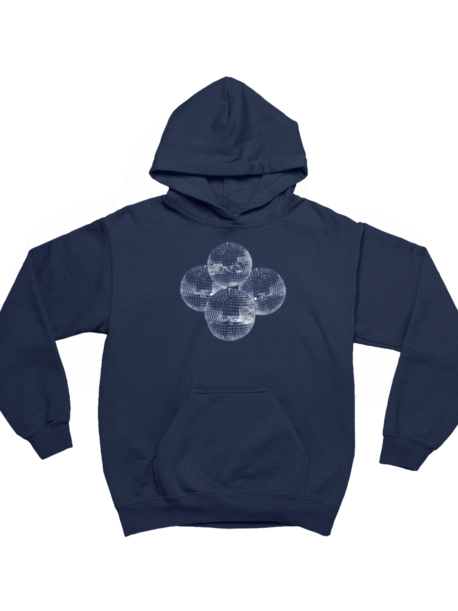DISCO BALL (white) HOODIE - NAVY
