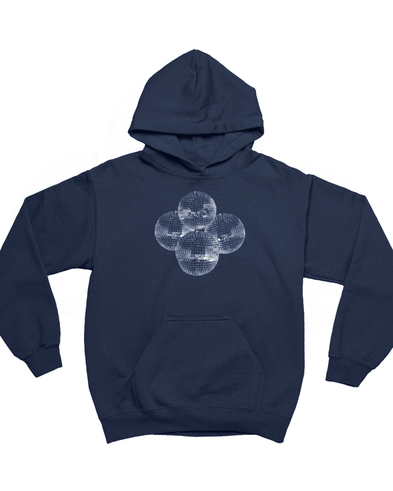 DISCO BALL (white) HOODIE - NAVY