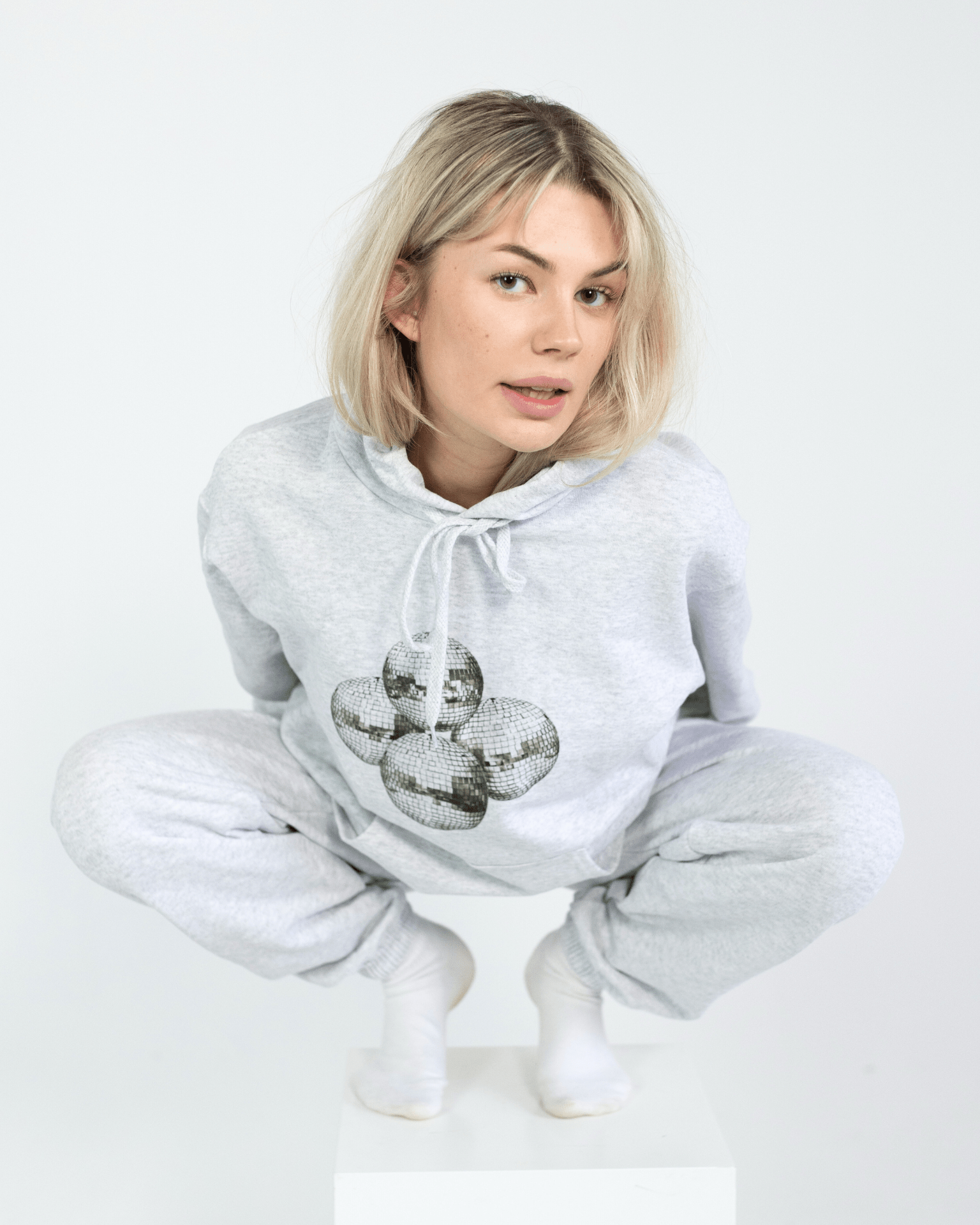 DISCO BALL (black) HOODIE - GRAY