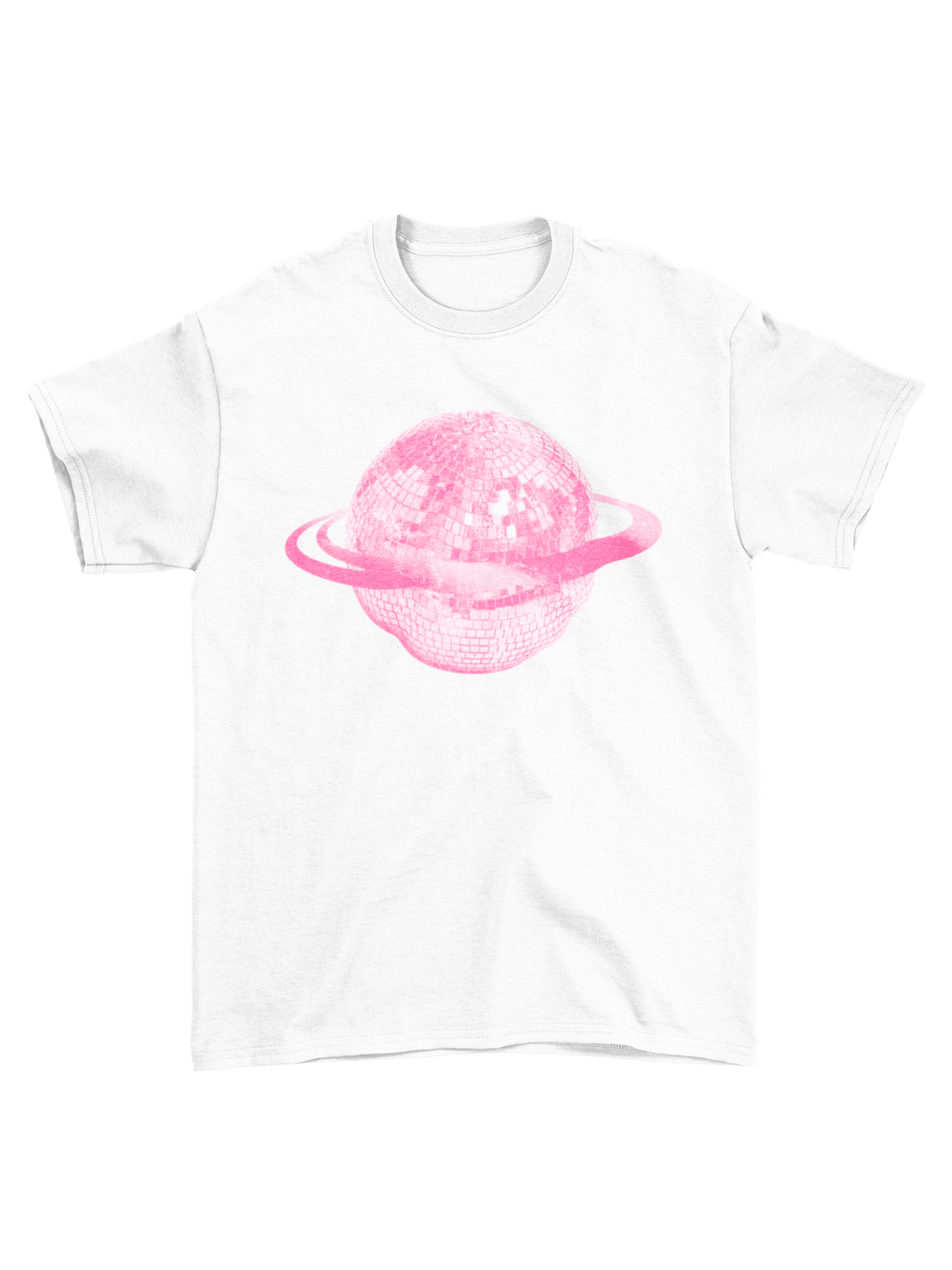 PLANET DISCO (pink) UNISEX T-SHIRT - WHITE