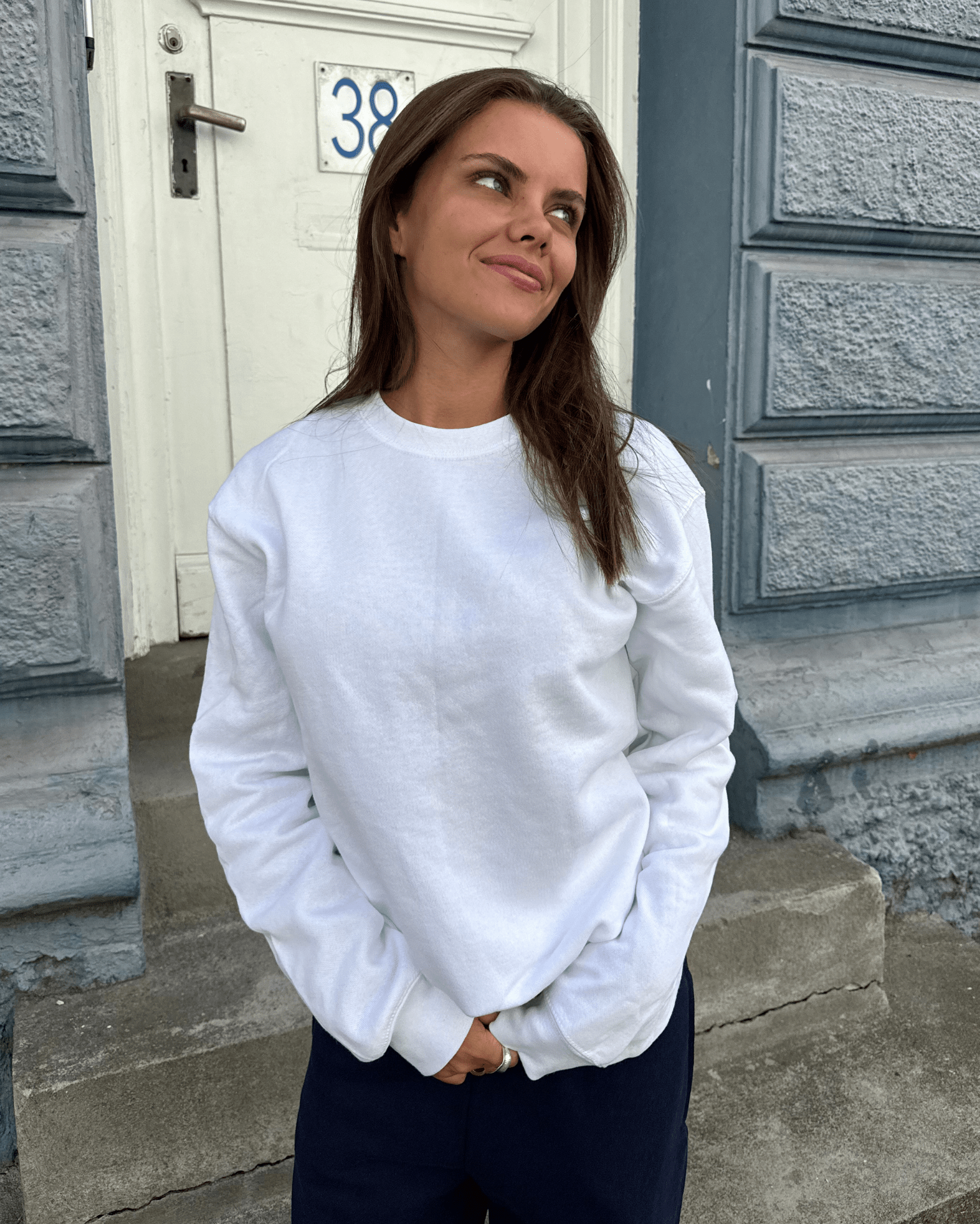 Kvinde i hvid Fruit sweatshirt i bomuld og polyester med normal pasform