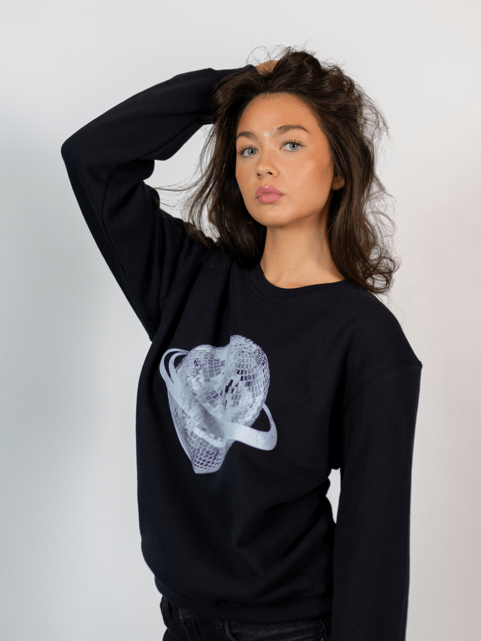 PLANET DISCO (white) SWEATSHIRT - BLACK