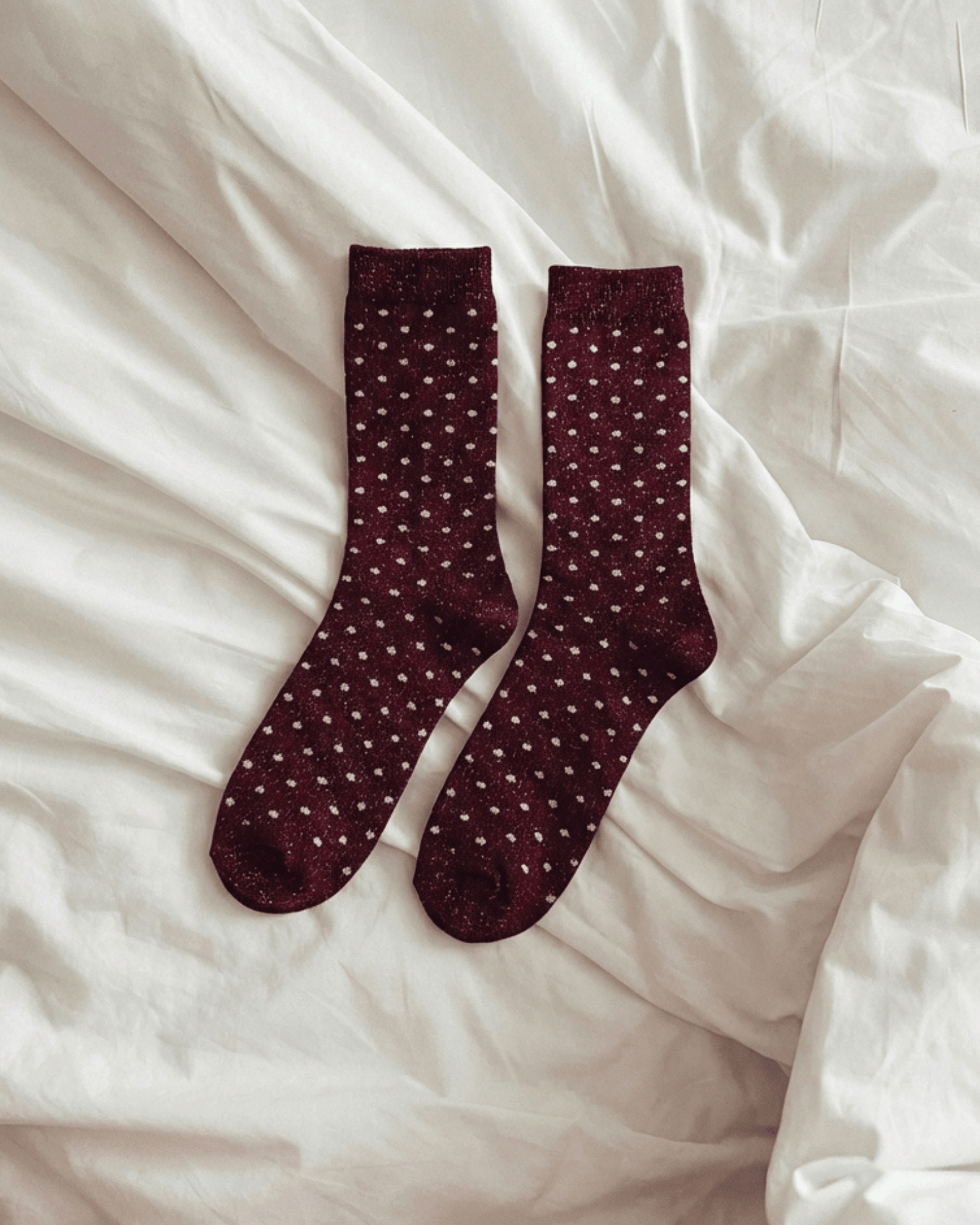 SEBBY GLITTER SOCKS - TAWNEY PORT DOTS