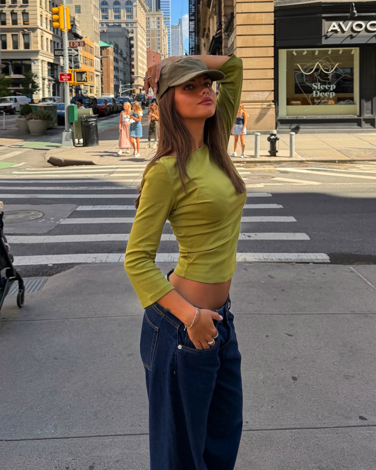 ASTRID 3/4 TOP - MATCHA GREEN - Dinvintageshop