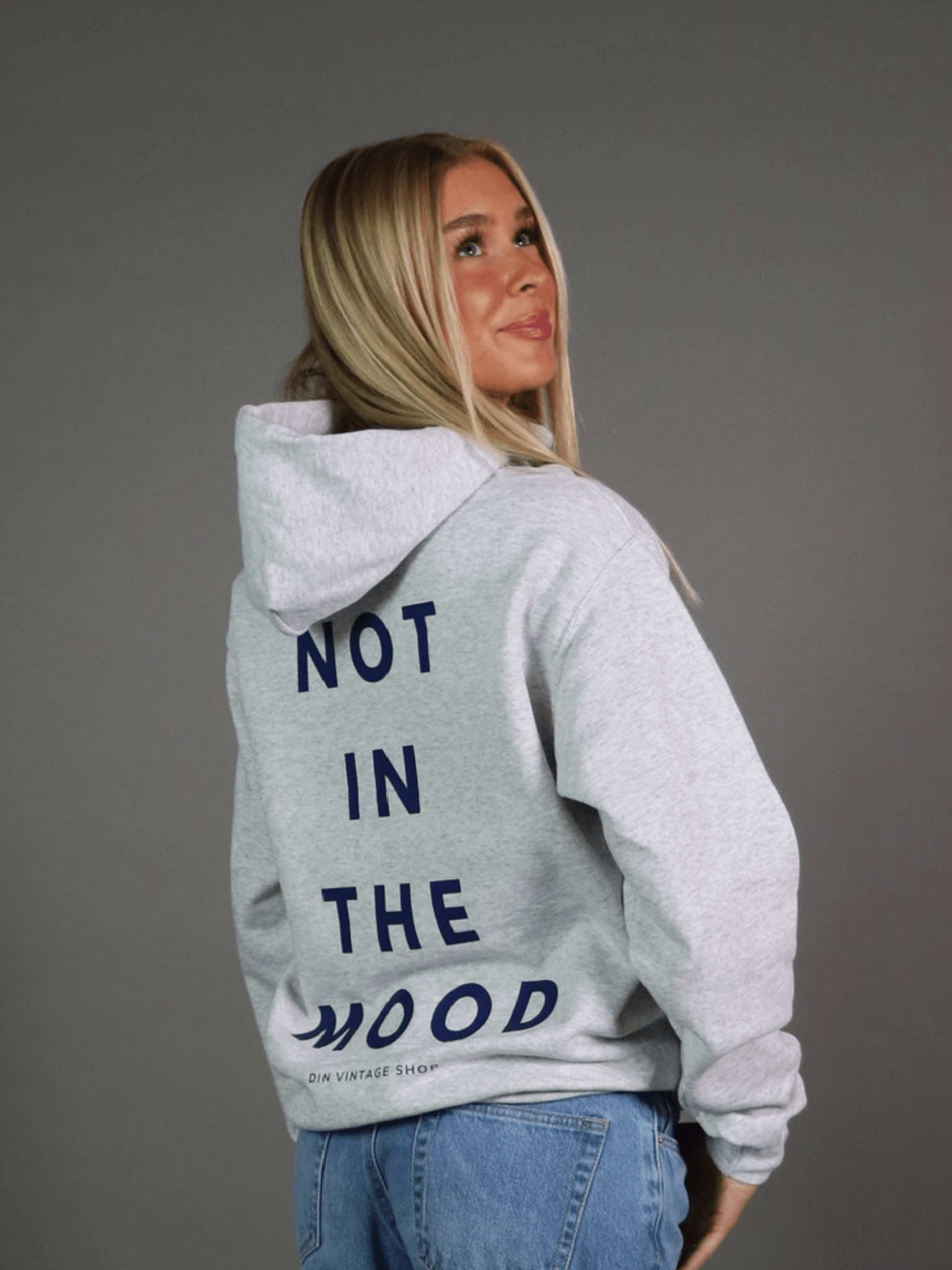 NOT IN THE MOOD HOODIE (back print) - GRAY