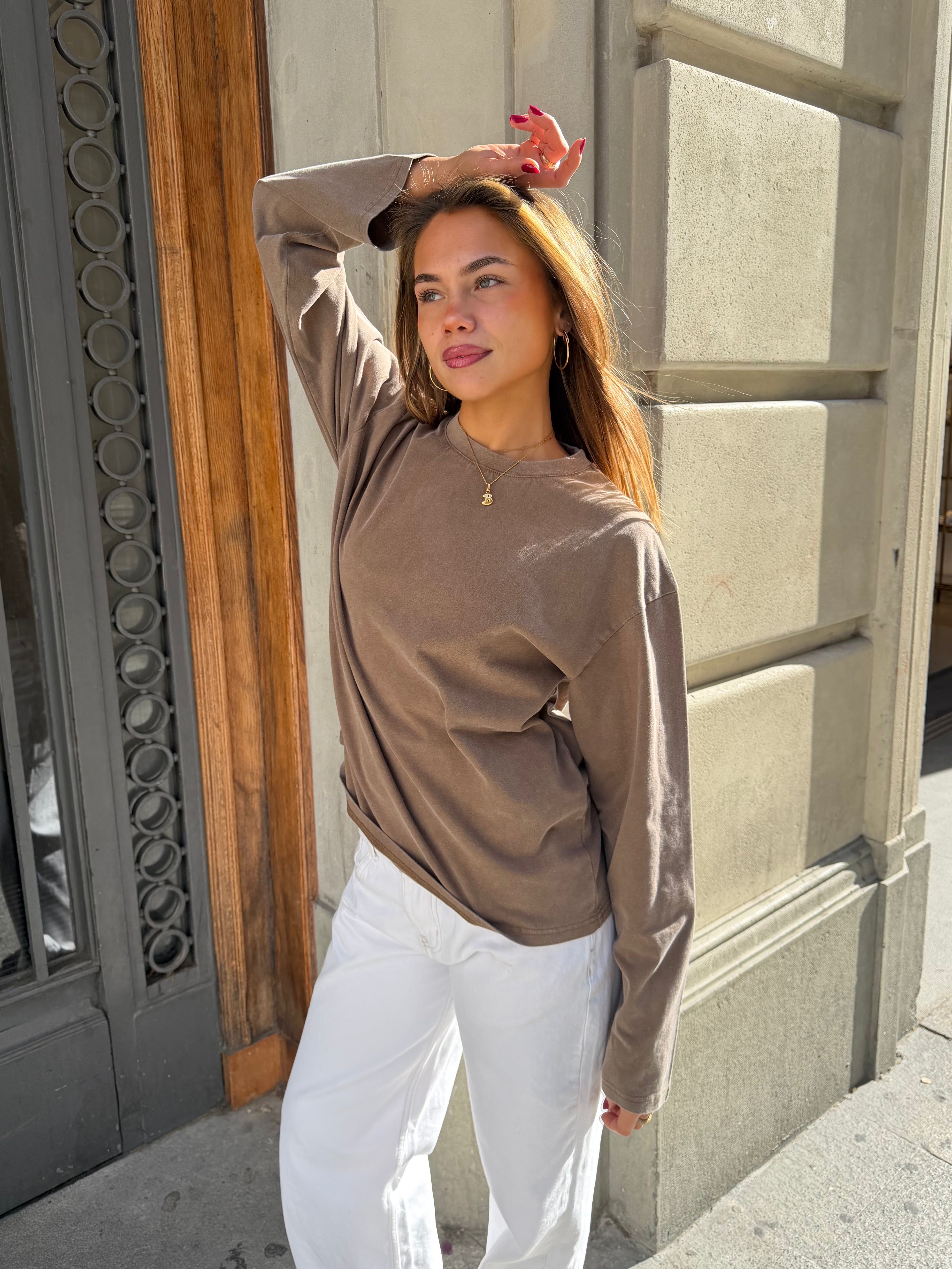 MYNTE WASHED TEE - BROWN - Dinvintageshop