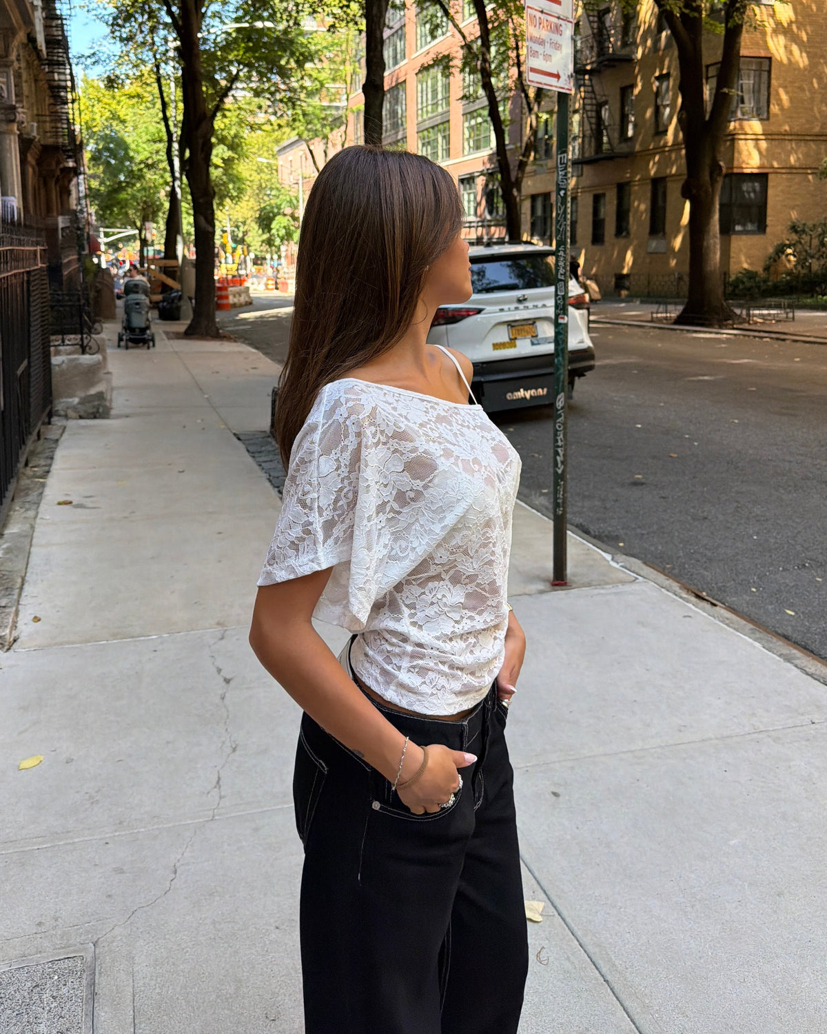 MATHILDE LACE TOP - WHITE - Dinvintageshop