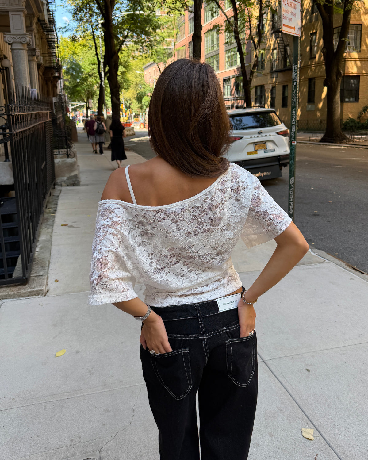 MATHILDE LACE TOP - WHITE - Dinvintageshop