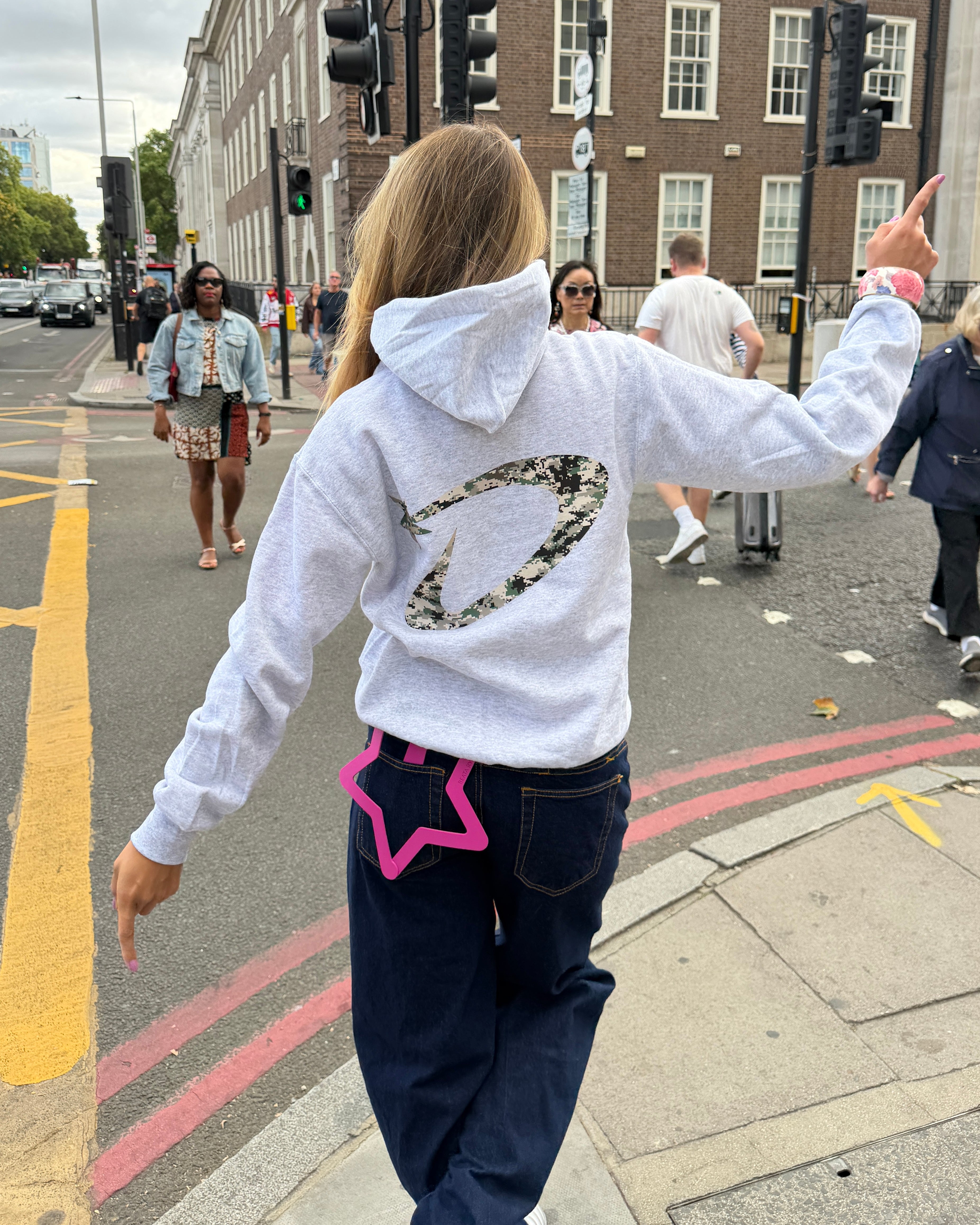 DANA HOODIE (back print) - LIGHT GREY