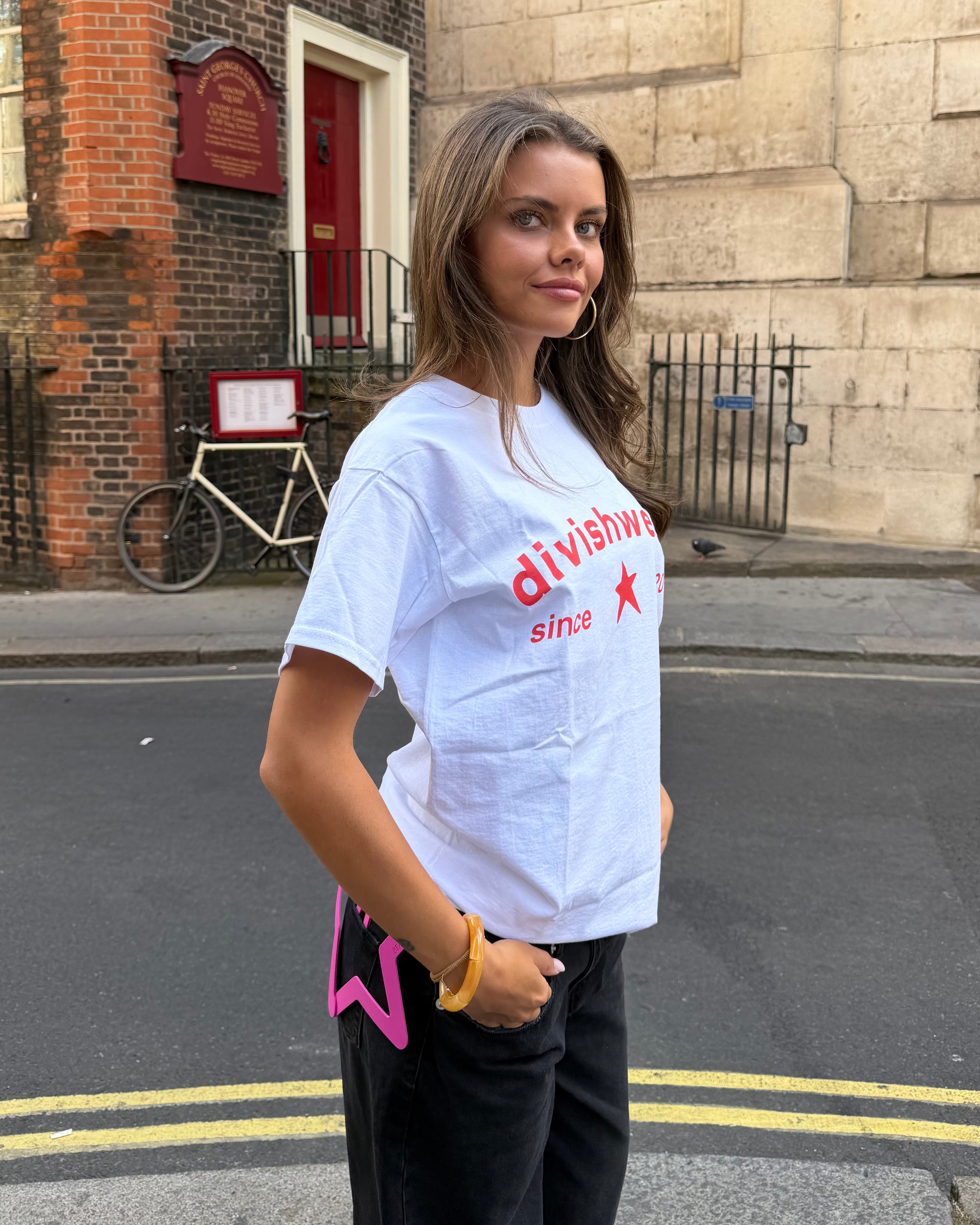 DAGMAR TEE - WHITE/CORAL