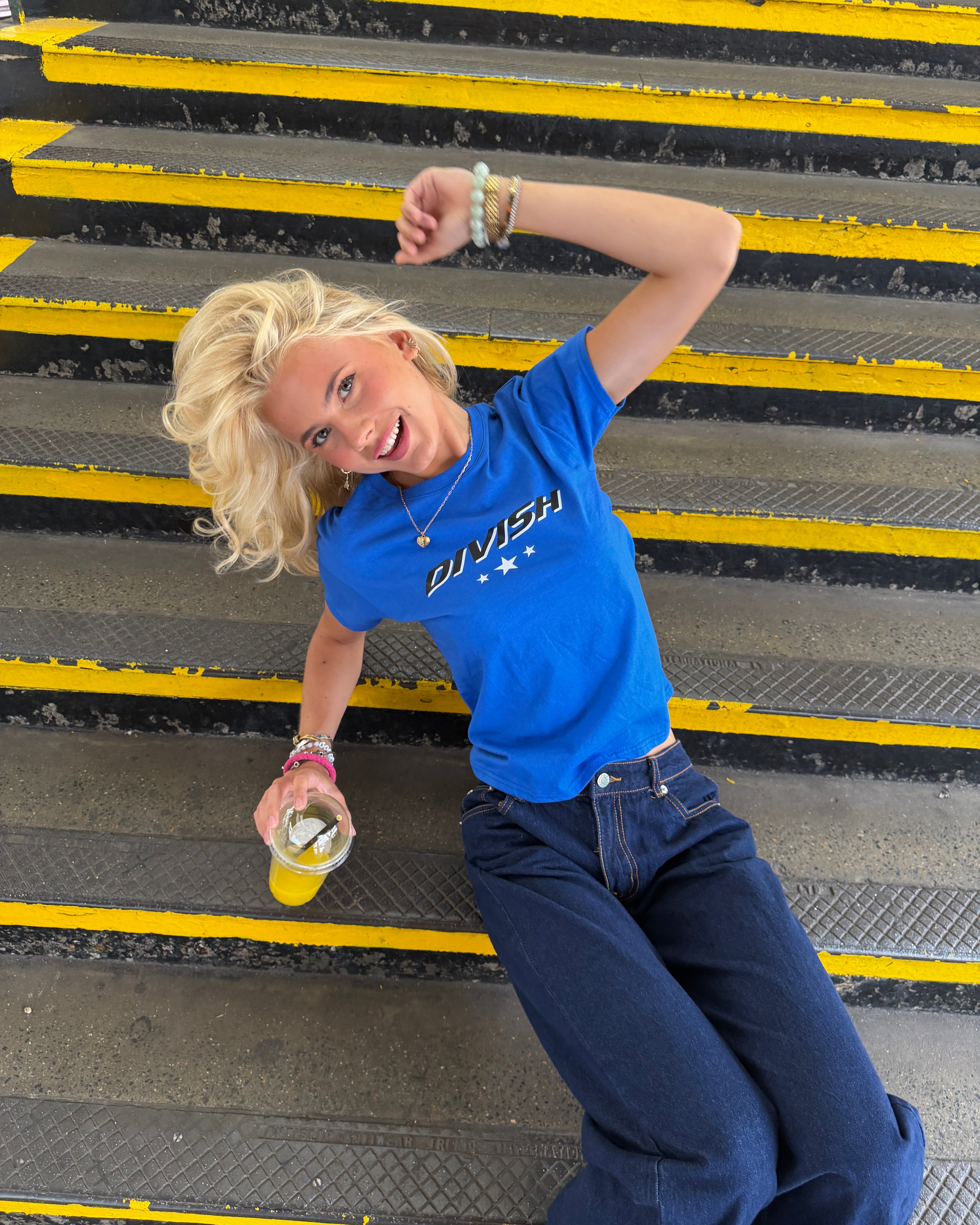 BLUE DRINK BABY TEE - NAVY