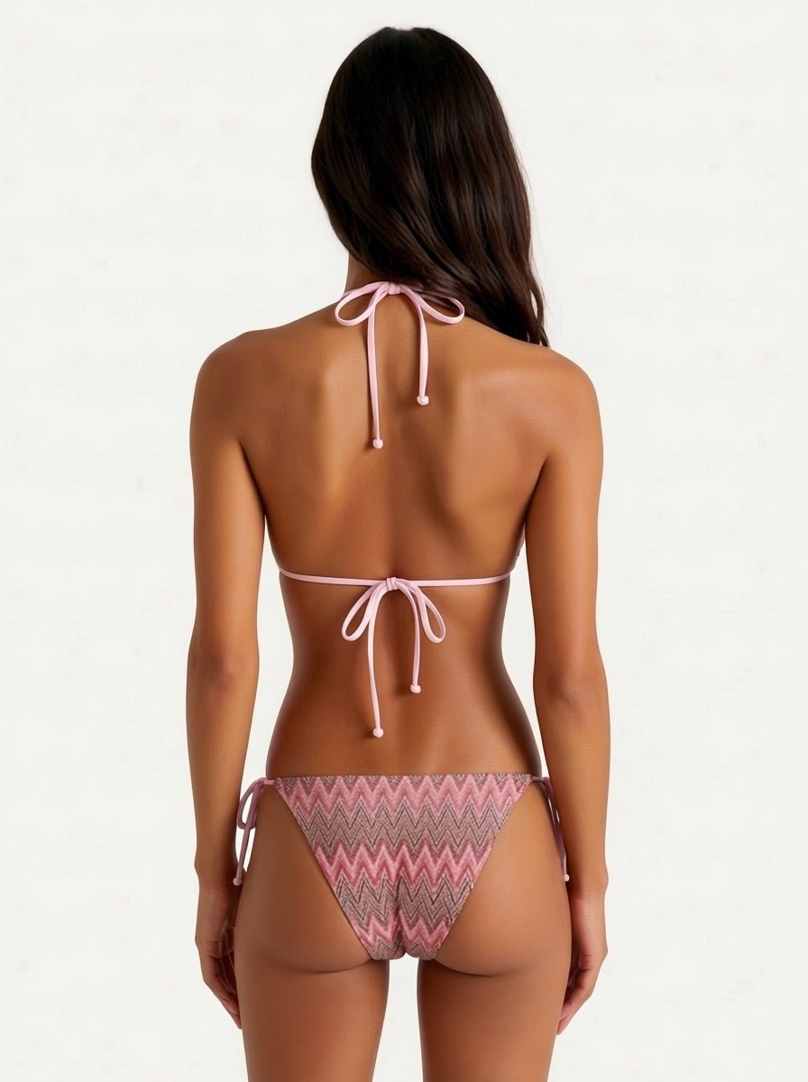 ADA KNITTED BIKINI TRUSSE - ROSE JACUARD PATTERN - Dinvintageshop