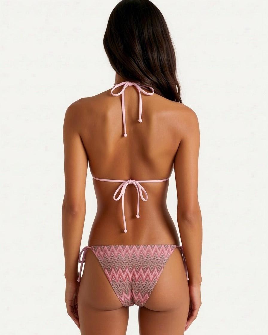 ADA KNITTED BIKINI TRUSSE - ROSE JACUARD PATTERN - Dinvintageshop