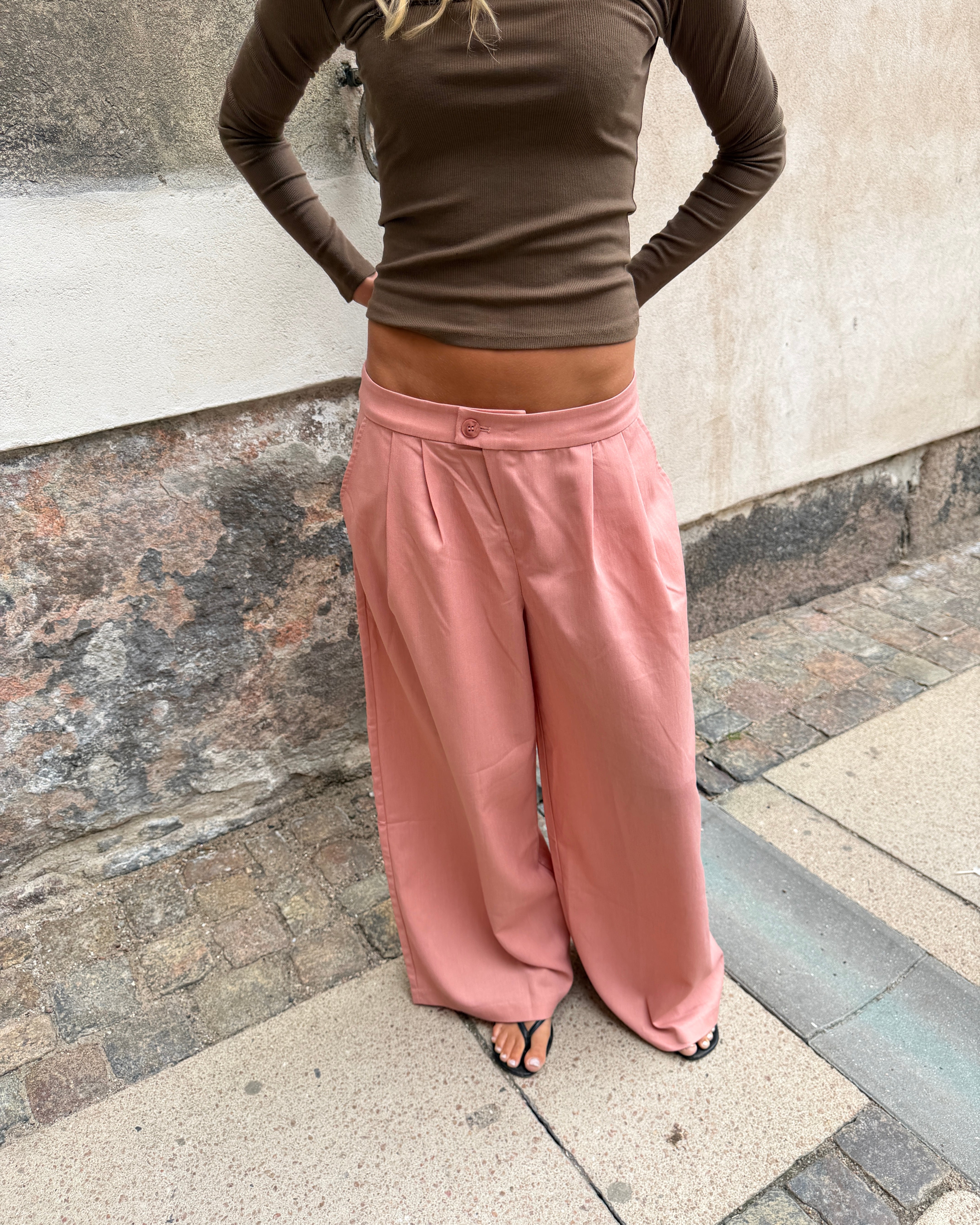 AGNES BAGGY SUIT PANT - BLUSH - Dinvintageshop