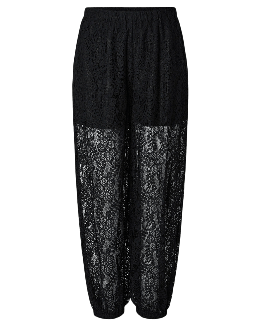 ALINE BALLOON LACE PANTS - Black - Dinvintageshop