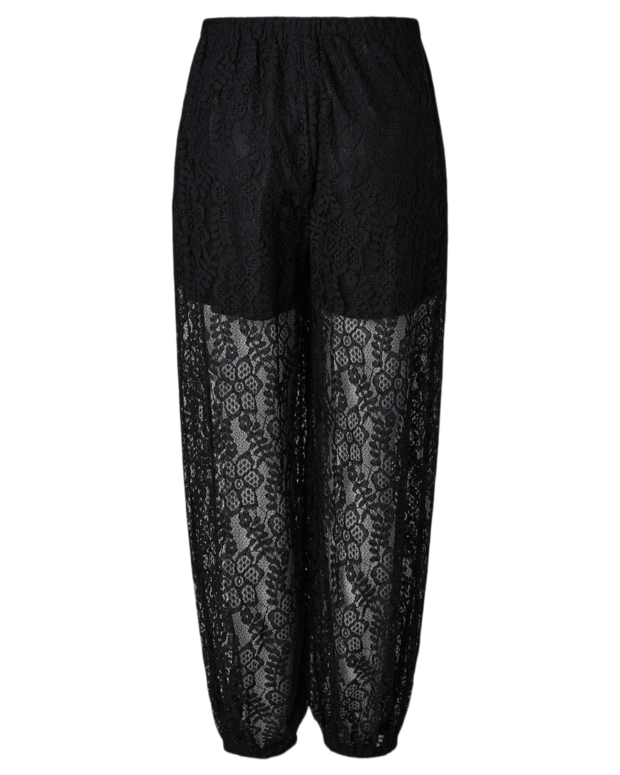 ALINE BALLOON LACE PANTS - Black - Dinvintageshop