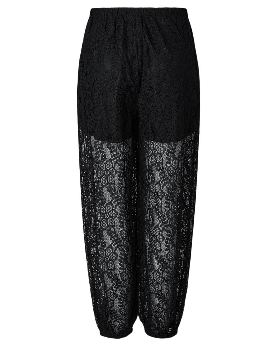 ALINE BALLOON LACE PANTS - Black