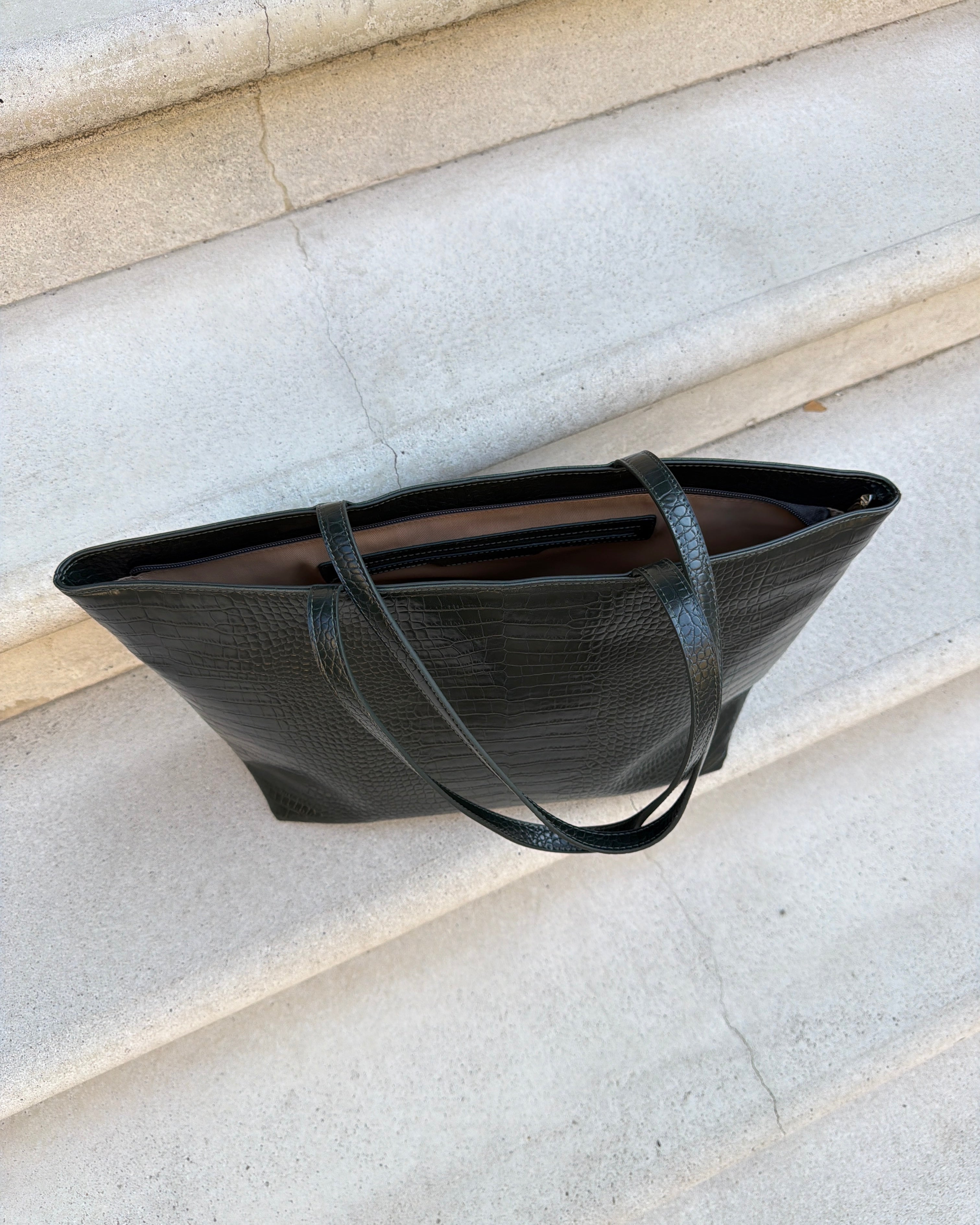 AMY CROC BAG - BLACK - Dinvintageshop