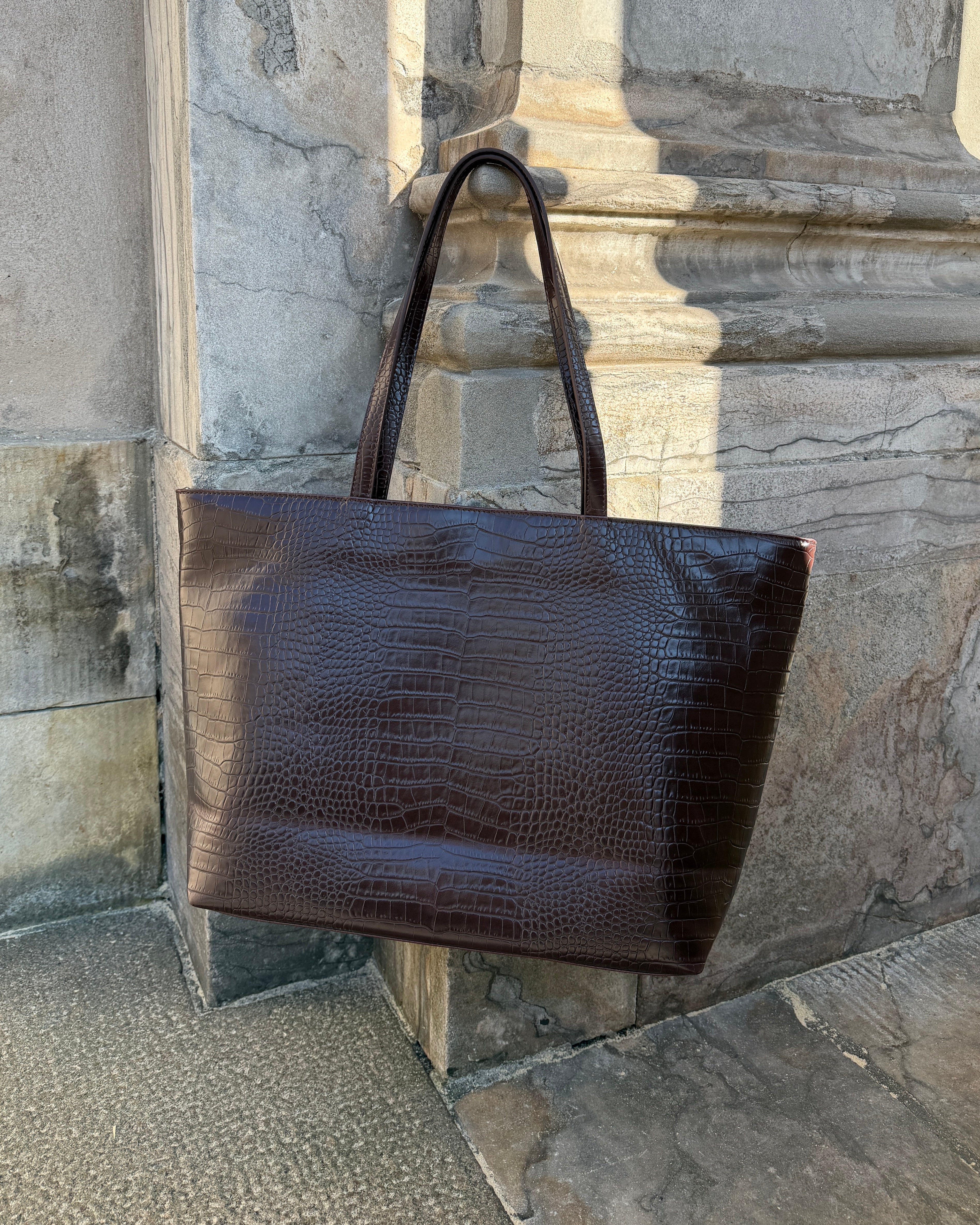 AMY CROC BAG - BROWN - Dinvintageshop