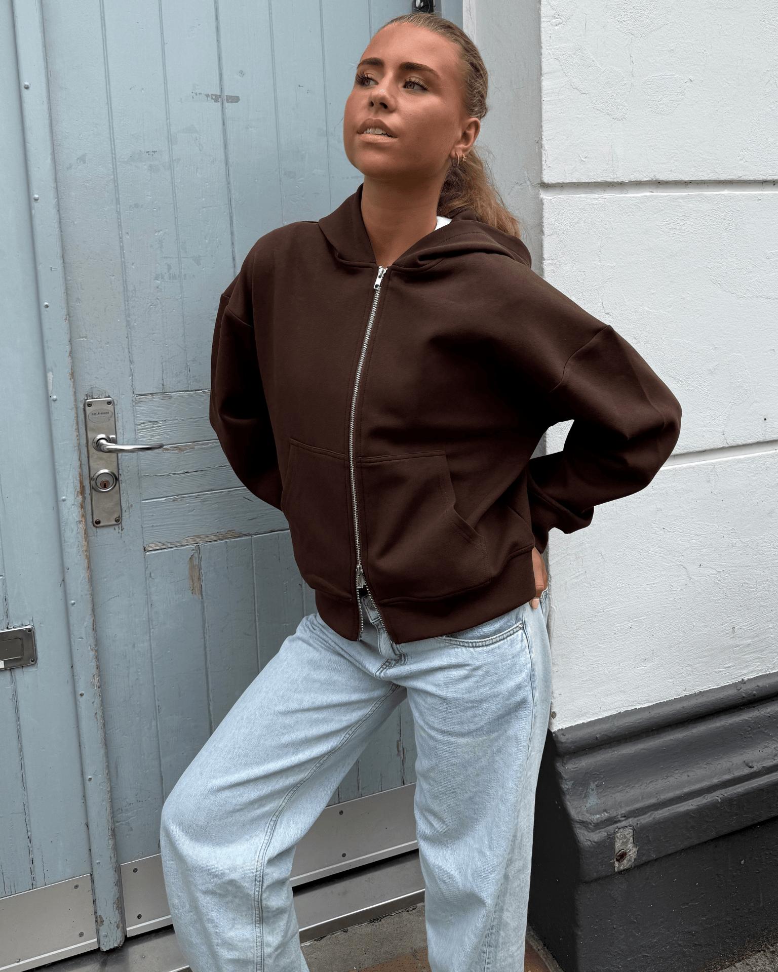 ASH SCUBA ZIP HOODIE - BROWN