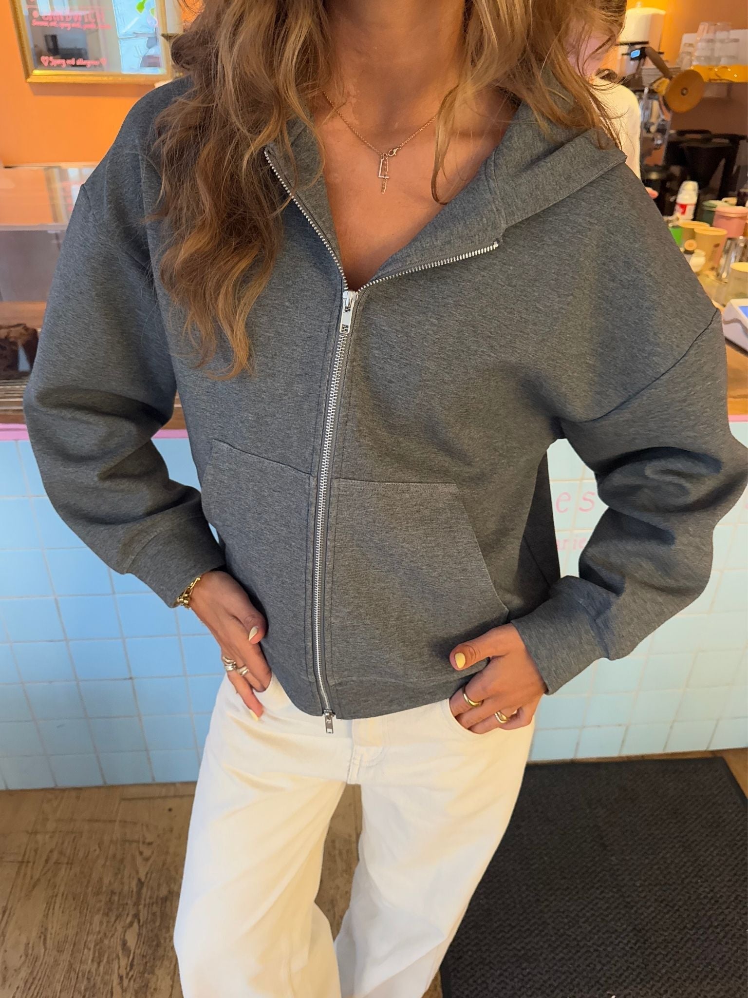 ASH SCUBA ZIP HOODIE - DARK GREY - Dinvintageshop