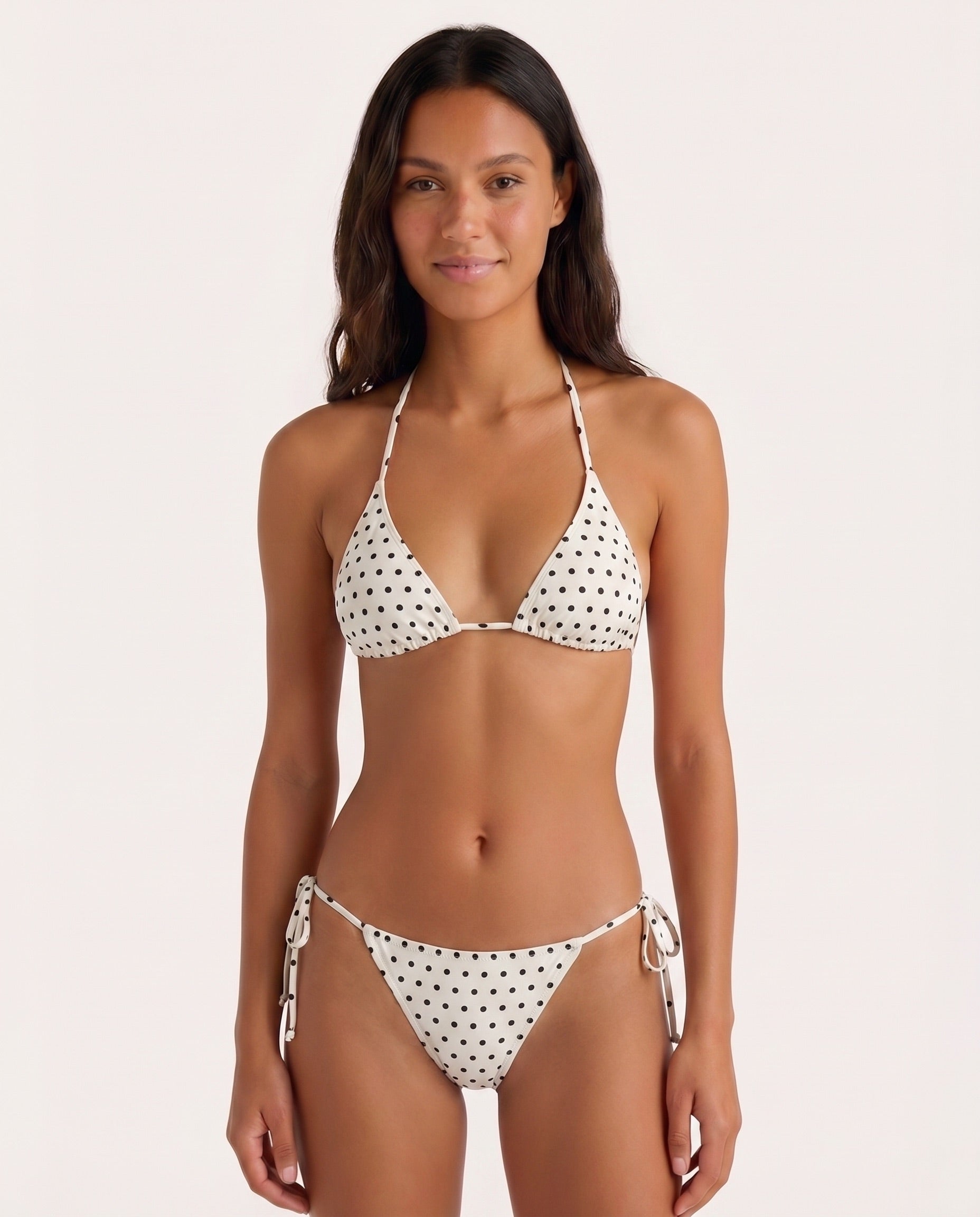 BAOMI BIKINI TOP - EGRET / BLACK DOT - Dinvintageshop