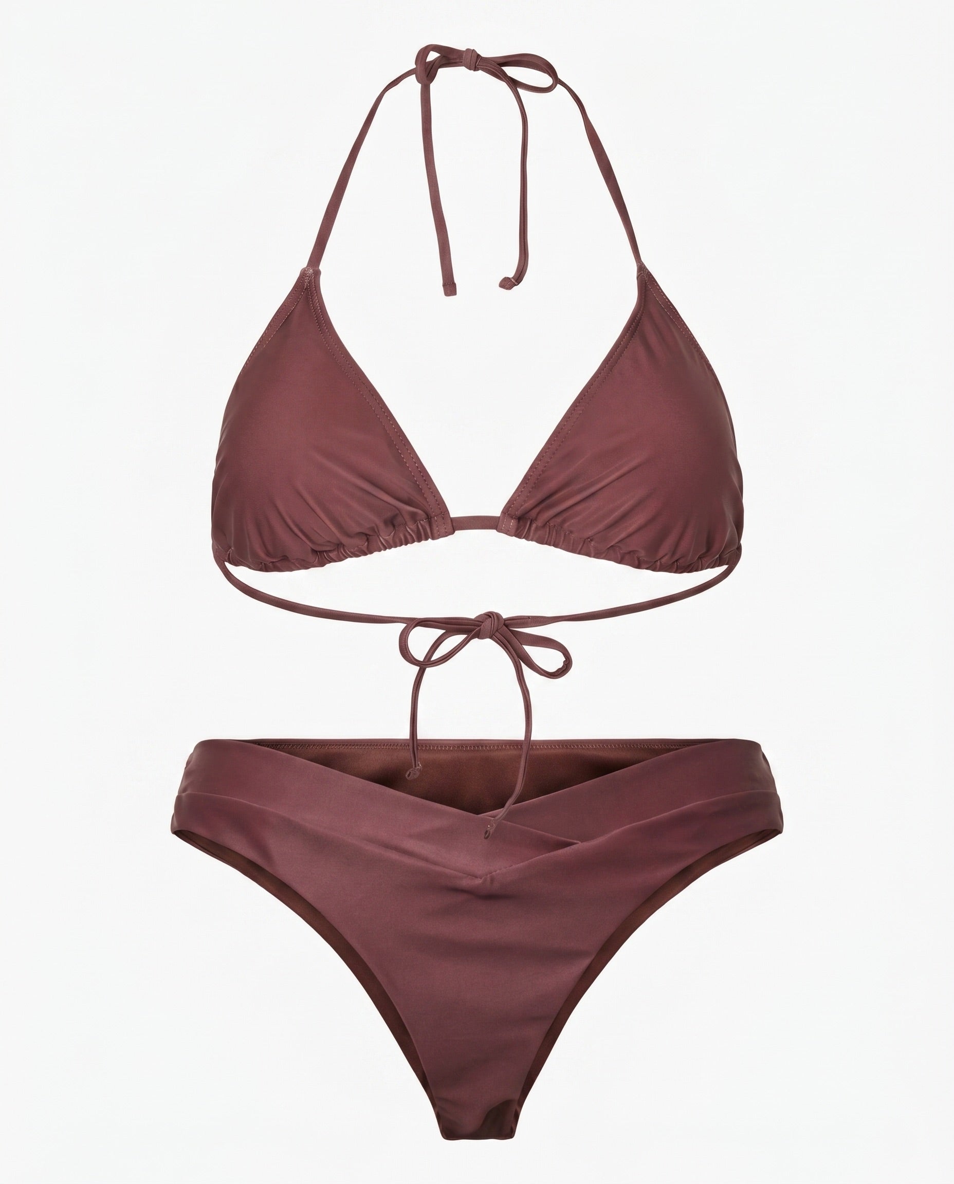BAOMI V SHAPE MINI BRAZIL BIKINI TRUSSE - MAHOGANY - Dinvintageshop