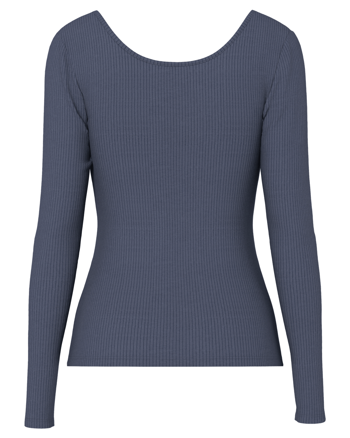Kitte langærmet ribbet top i ombre blue med rund hals fra PIECES