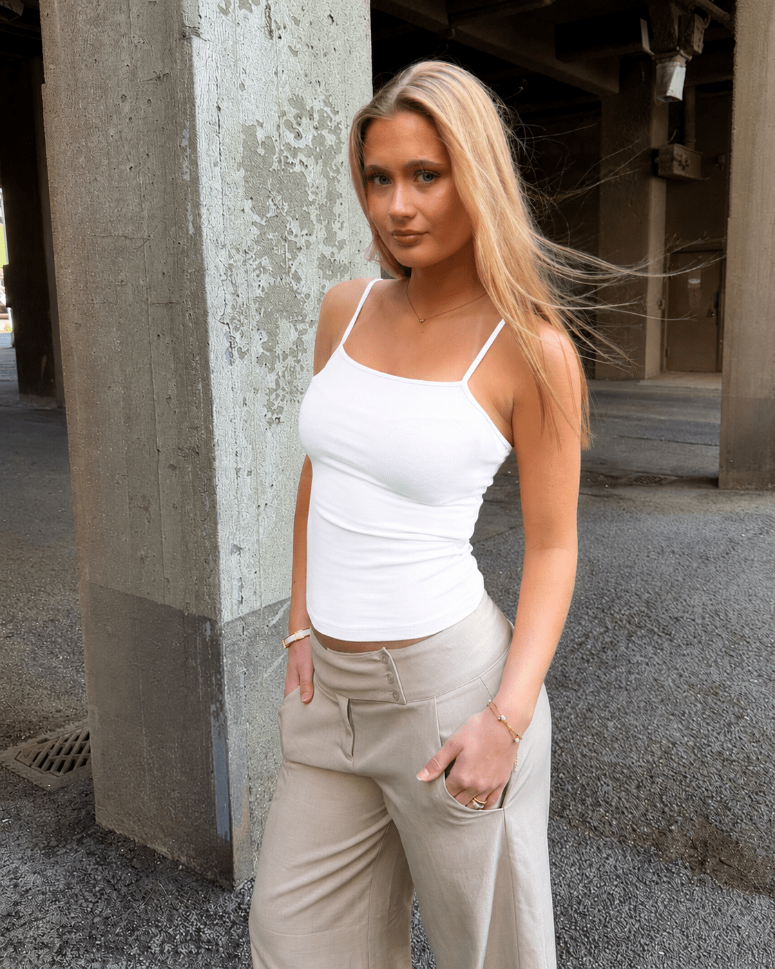 CAMILLE TANK TOP - WHITE - Dinvintageshop