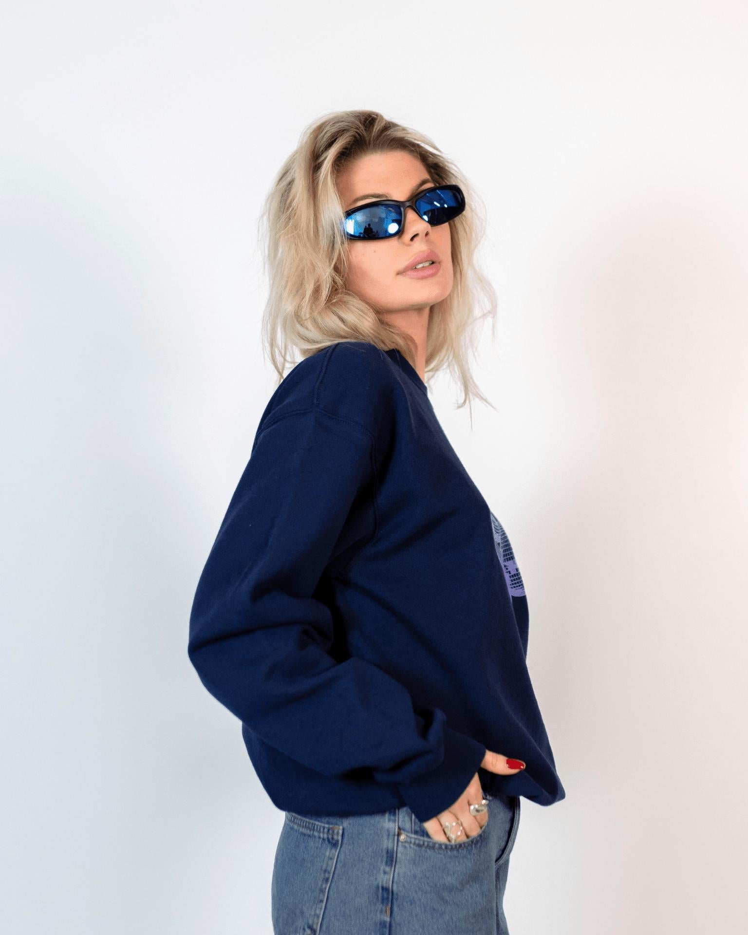 DISCO KUGLE (violet) SWEATSHIRT - NAVY