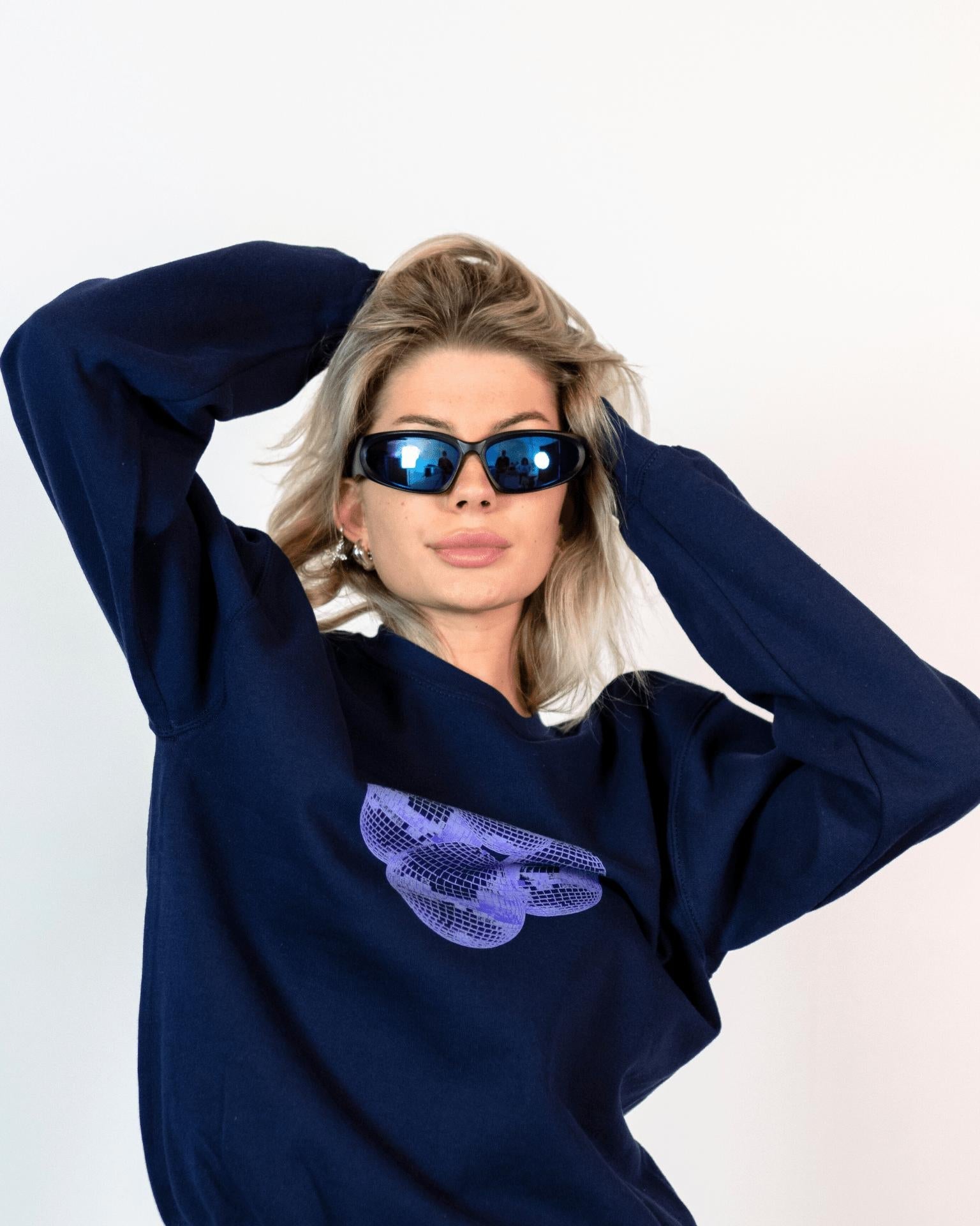 DISCO KUGLE (violet) SWEATSHIRT - NAVY